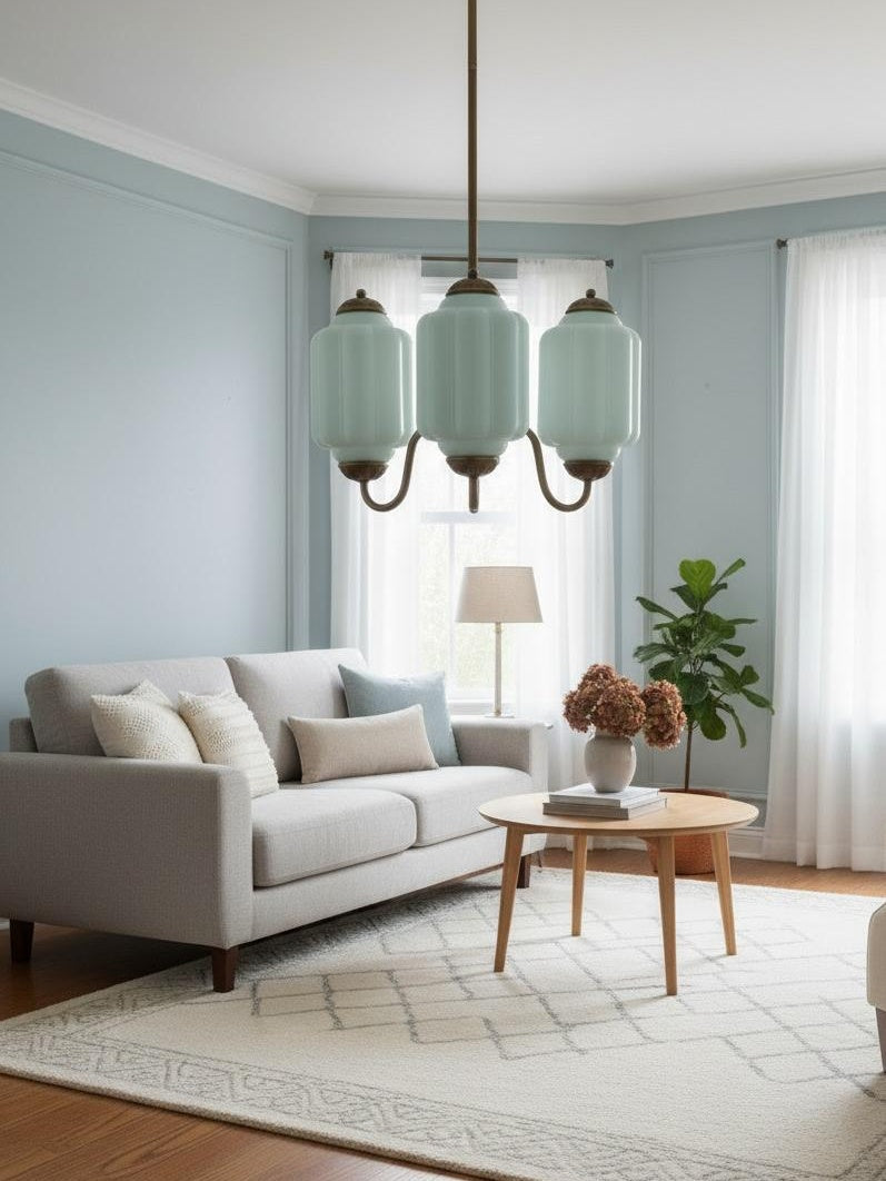 Milk Glass Chandelier Vintage Finish Timeless Elegance Classic Lighting for Dining Room Living Room - Lamylie