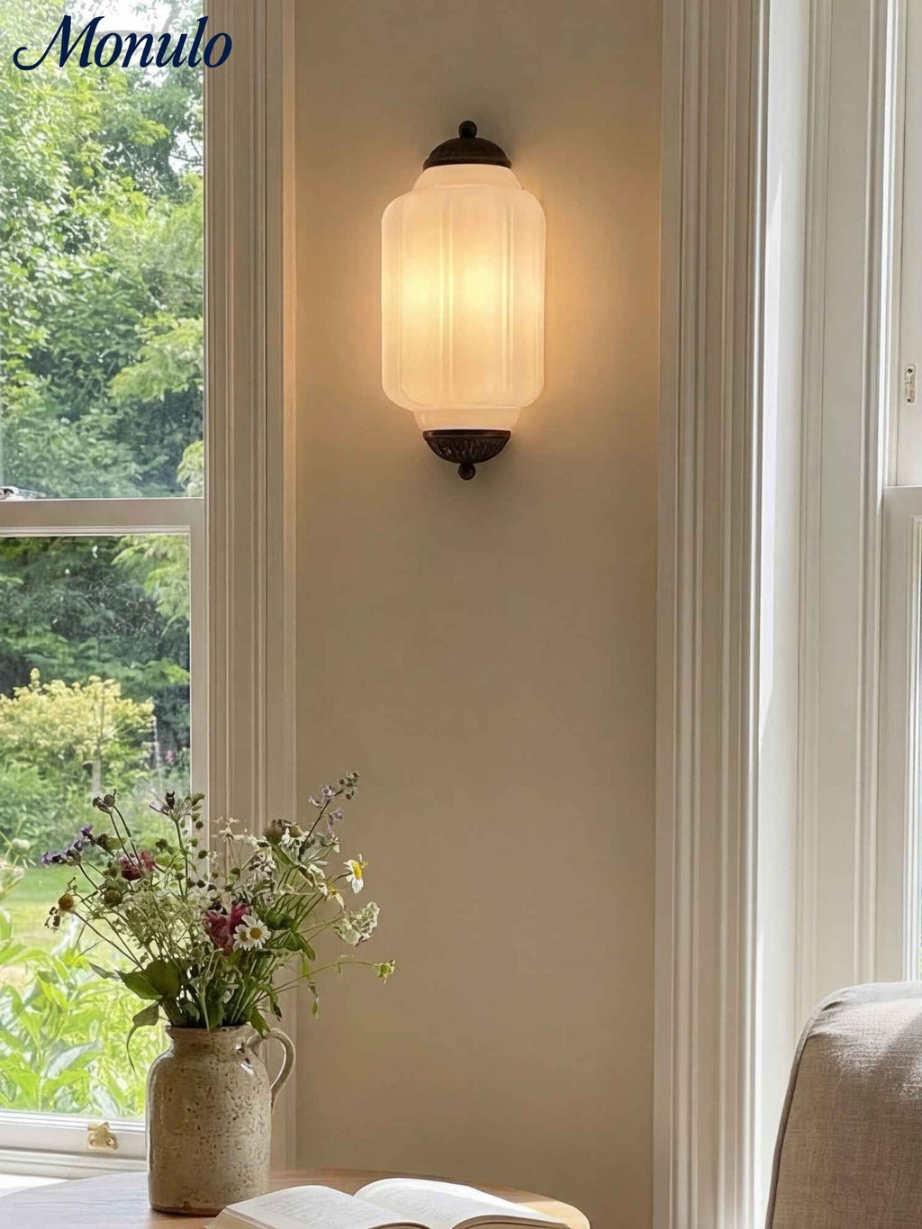 Milk Glass Wall Lamp for Bedroom Hall Scandinavian Style - Lamylie