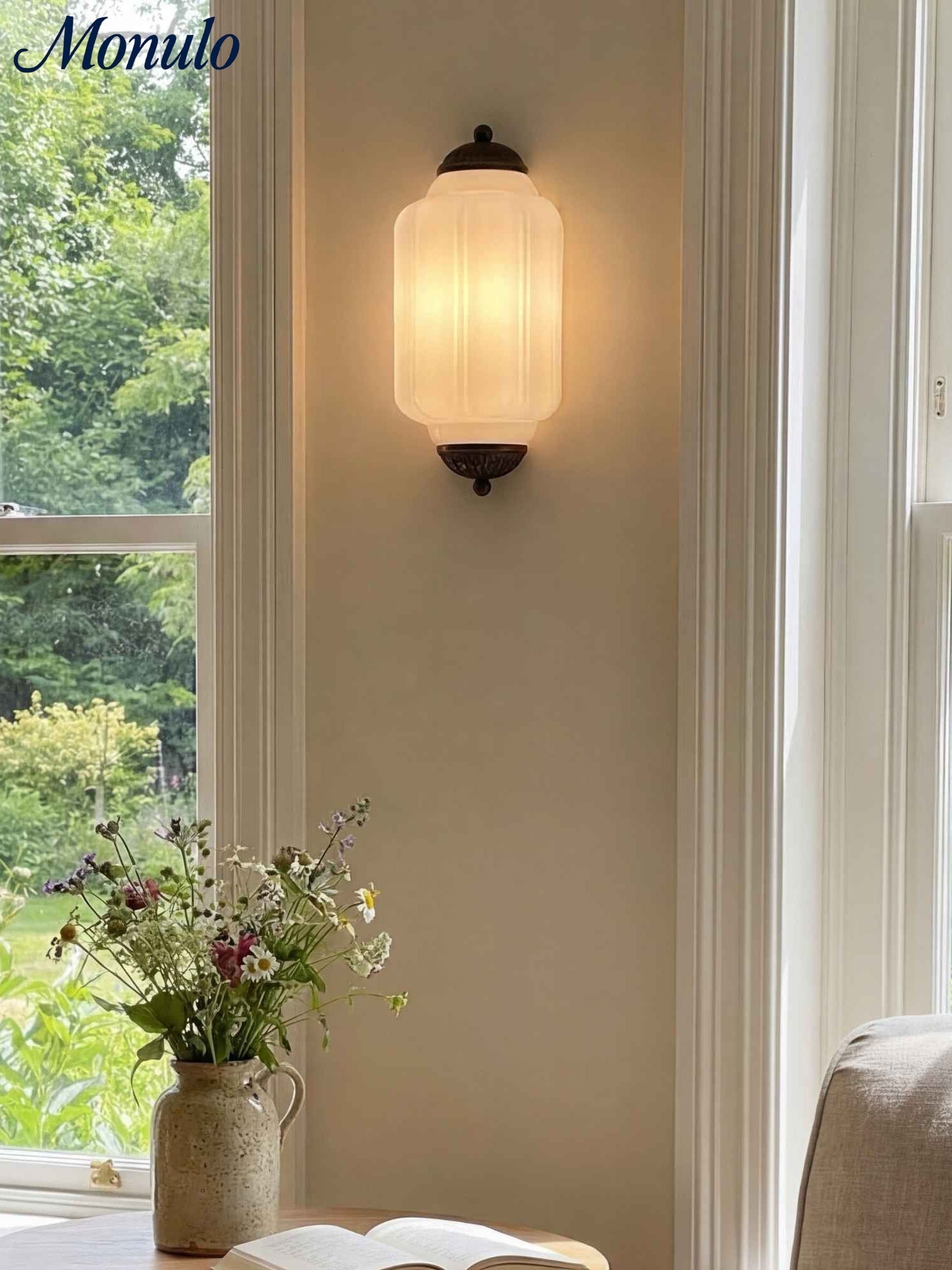 Milk Glass Wall Lamp for Bedroom Hall Scandinavian Style - Lamylie