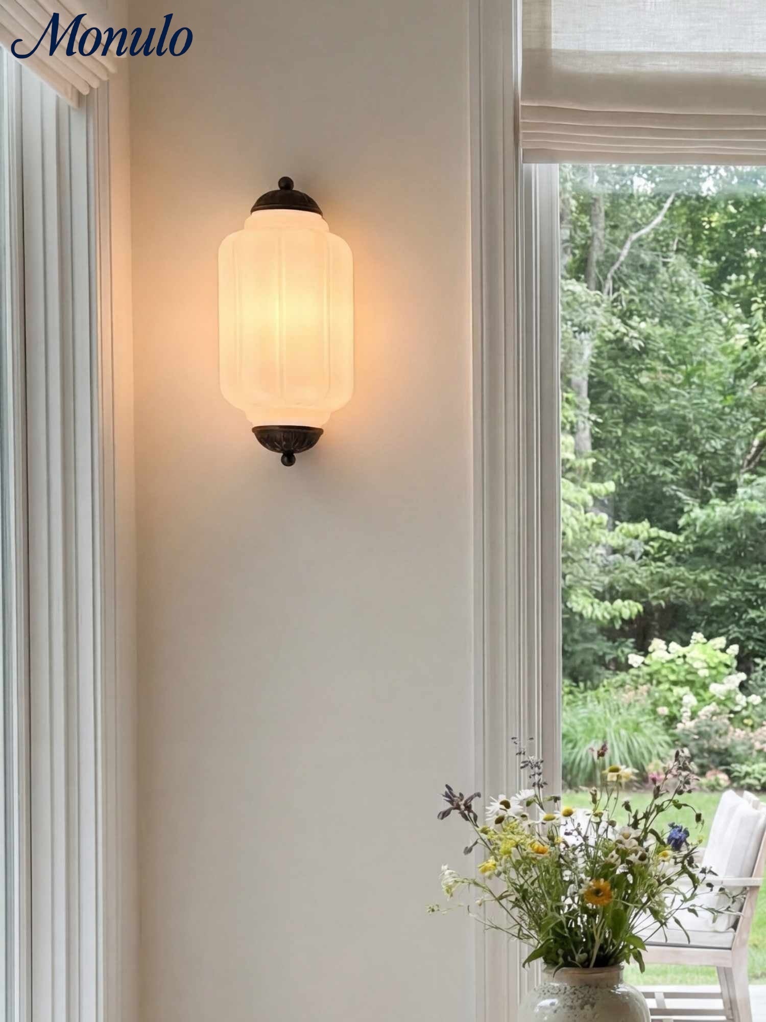 Milk Glass Wall Lamp for Bedroom Hall Scandinavian Style - Lamylie