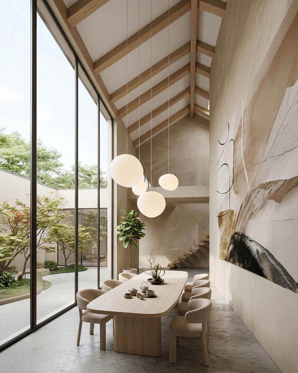 Glas-Pendelleuchte Milchweiß Mundgeblasen | Modernes minimalistisches Design mit sanftem Licht für Esszimmer und Wohnzimmer | 3 Größen verfügbar | Warmweiß 3000K - Lamylie