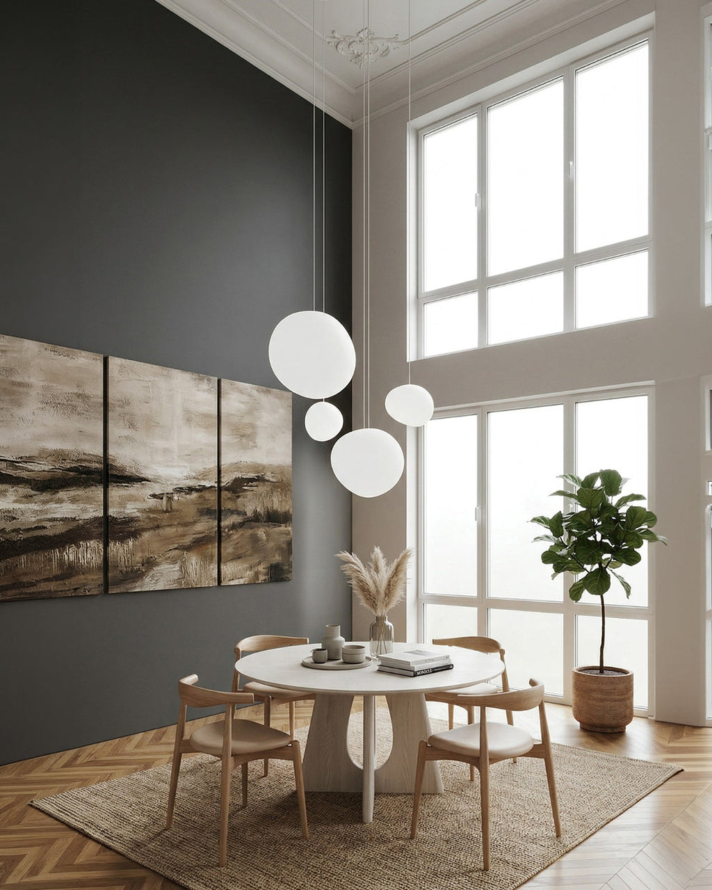Glas-Pendelleuchte Milchweiß Mundgeblasen | Modernes minimalistisches Design mit sanftem Licht für Esszimmer und Wohnzimmer | 3 Größen verfügbar | Warmweiß 3000K - Lamylie