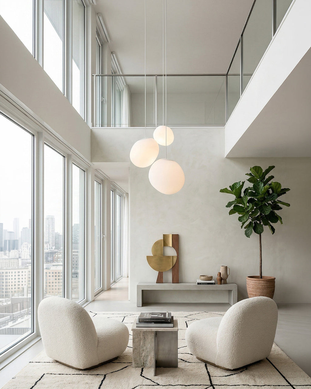 Glas-Pendelleuchte Milchweiß Mundgeblasen | Modernes minimalistisches Design mit sanftem Licht für Esszimmer und Wohnzimmer | 3 Größen verfügbar | Warmweiß 3000K - Lamylie