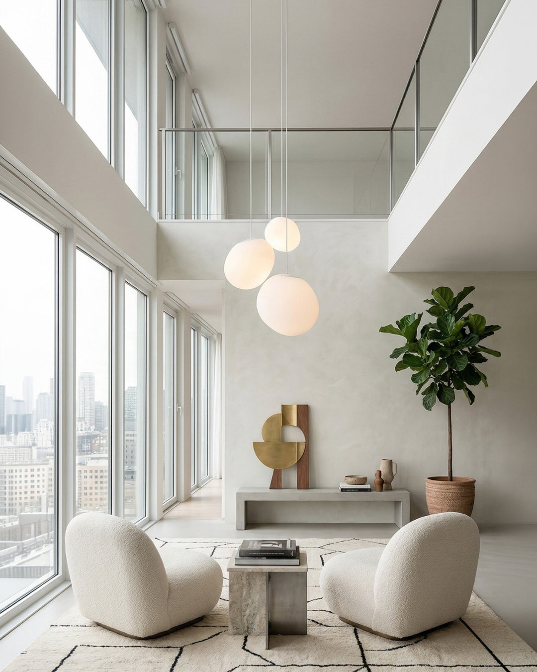 Glass Pendant Lamp Milk White Mouth-Blown | Modern Minimalist Design with Soft Light for Dining Room and Living Room | 3 Sizes Available | Warm White 3000K - Lamylie