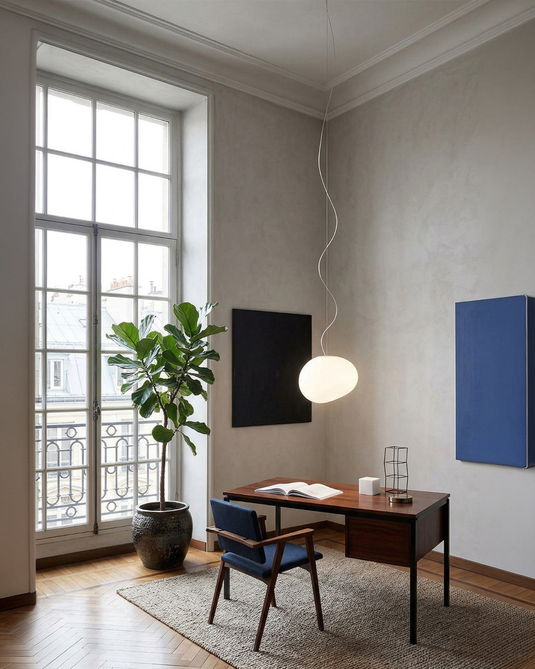 Glas-Pendelleuchte Milchweiß Mundgeblasen | Modernes minimalistisches Design mit sanftem Licht für Esszimmer und Wohnzimmer | 3 Größen verfügbar | Warmweiß 3000K - Lamylie