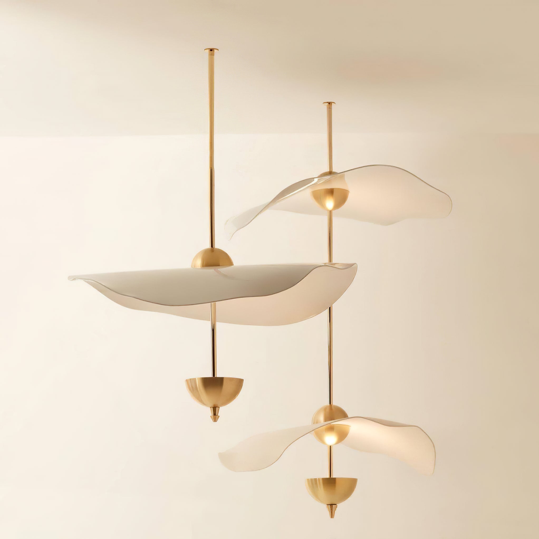 Doppelte Biscuit-Hängeleuchte Weiß Gold Rund Opal Weiß Acrylschirm Designbeleuchtung Dekorativ für Wohnzimmer Essbereich Schlafzimmer Modern Skandinavisches Interieur - Lamylie