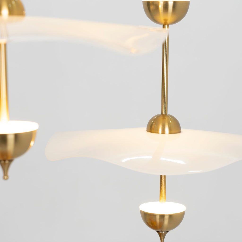 Doppelte Biscuit-Hängeleuchte Weiß Gold Rund Opal Weiß Acrylschirm Designbeleuchtung Dekorativ für Wohnzimmer Essbereich Schlafzimmer Modern Skandinavisches Interieur - Lamylie