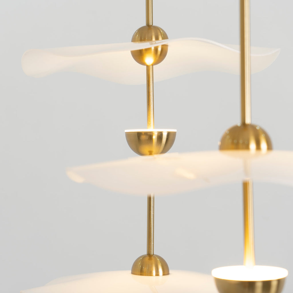 Doppelte Biscuit-Hängeleuchte Weiß Gold Rund Opal Weiß Acrylschirm Designbeleuchtung Dekorativ für Wohnzimmer Essbereich Schlafzimmer Modern Skandinavisches Interieur - Lamylie