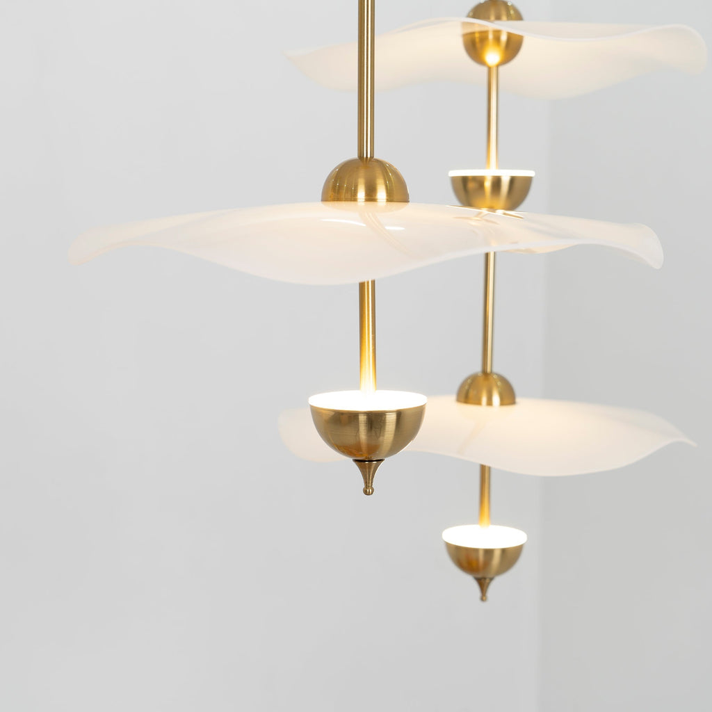 Doppelte Biscuit-Hängeleuchte Weiß Gold Rund Opal Weiß Acrylschirm Designbeleuchtung Dekorativ für Wohnzimmer Essbereich Schlafzimmer Modern Skandinavisches Interieur - Lamylie