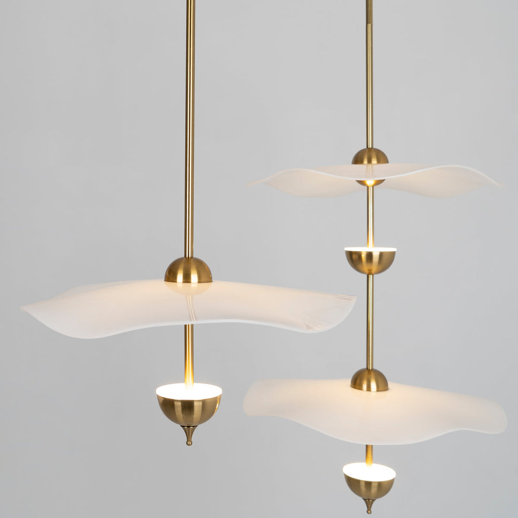 Doppelte Biscuit-Hängeleuchte Weiß Gold Rund Opal Weiß Acrylschirm Designbeleuchtung Dekorativ für Wohnzimmer Essbereich Schlafzimmer Modern Skandinavisches Interieur - Lamylie