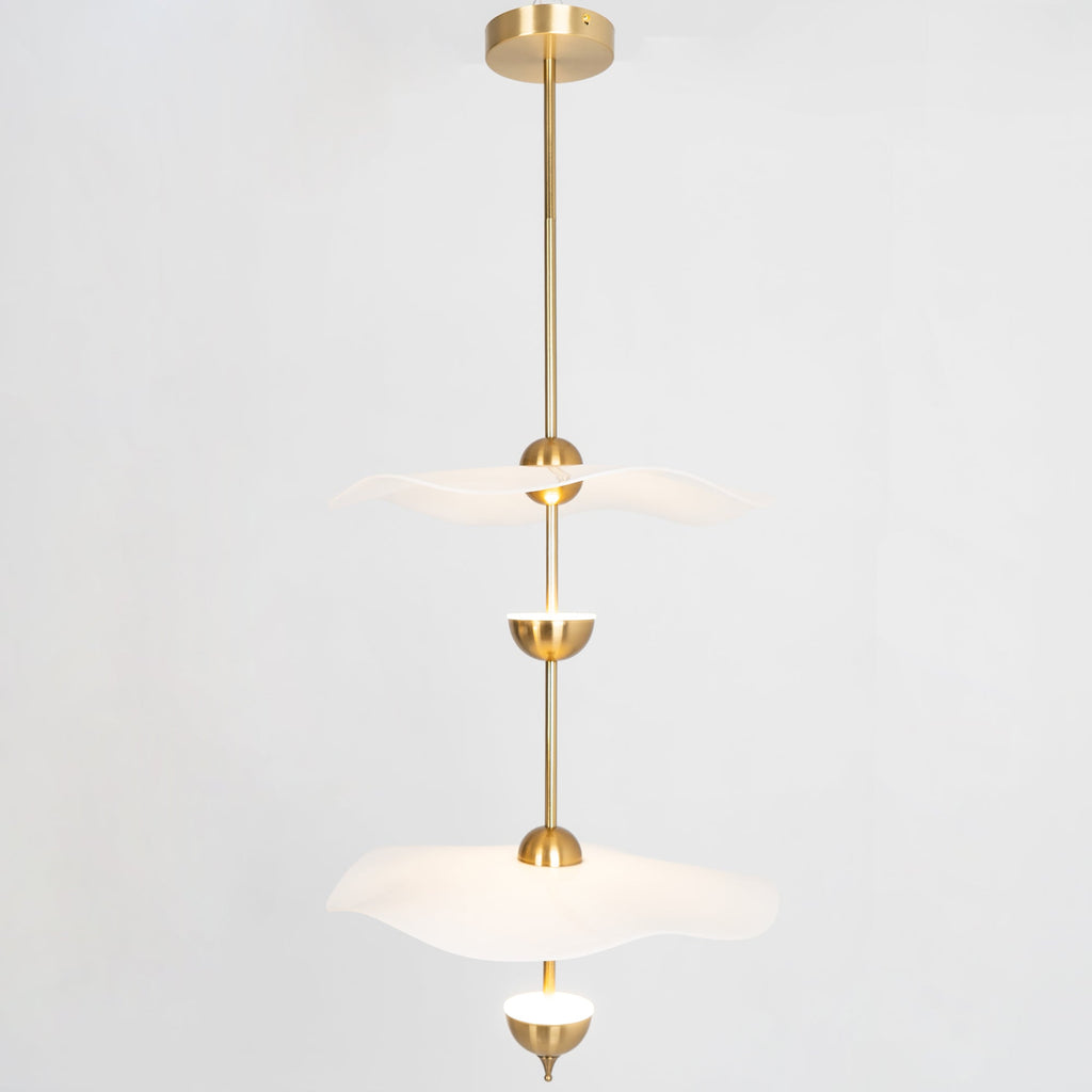 Doppelte Biscuit-Hängeleuchte Weiß Gold Rund Opal Weiß Acrylschirm Designbeleuchtung Dekorativ für Wohnzimmer Essbereich Schlafzimmer Modern Skandinavisches Interieur - Lamylie