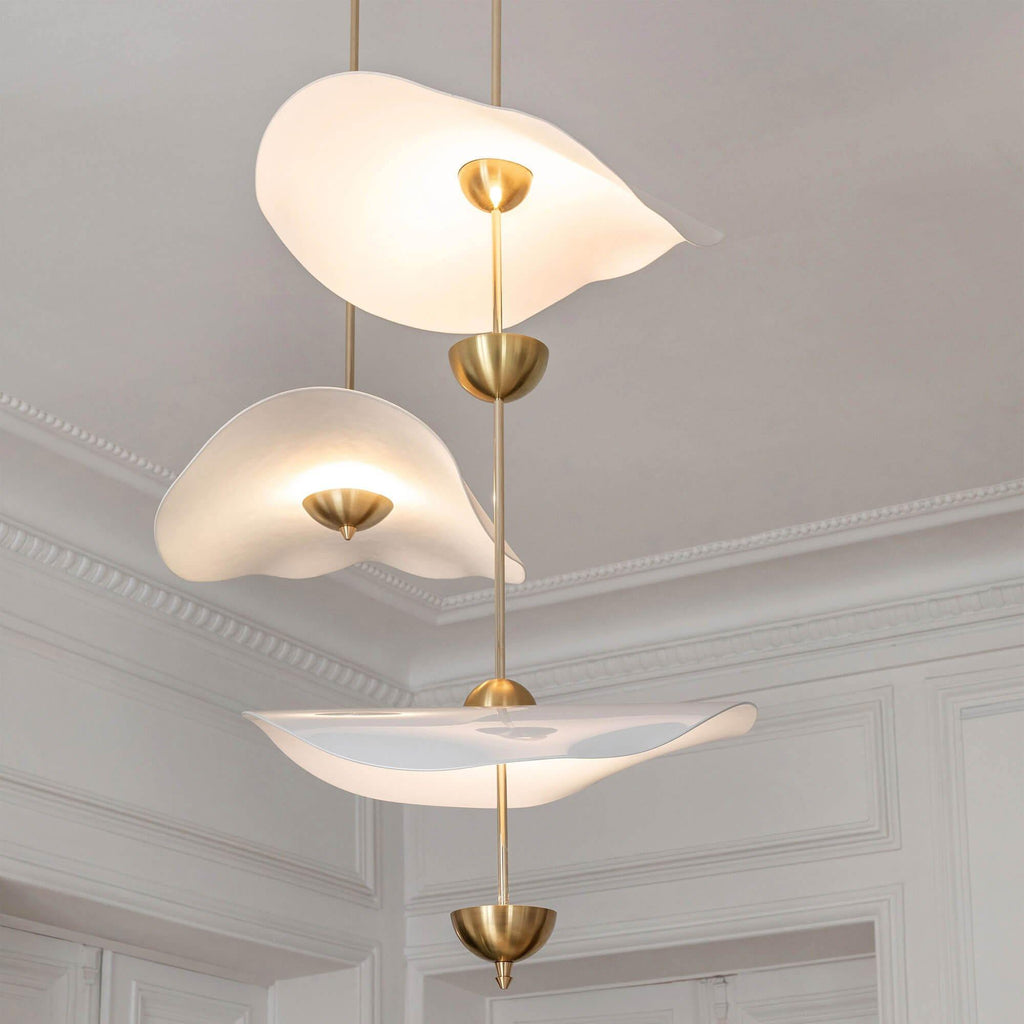 Doppelte Biscuit-Hängeleuchte Weiß Gold Rund Opal Weiß Acrylschirm Designbeleuchtung Dekorativ für Wohnzimmer Essbereich Schlafzimmer Modern Skandinavisches Interieur - Lamylie