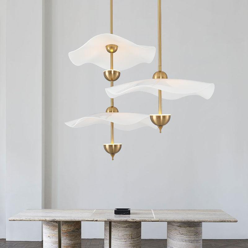 Doppelte Biscuit-Hängeleuchte Weiß Gold Rund Opal Weiß Acrylschirm Designbeleuchtung Dekorativ für Wohnzimmer Essbereich Schlafzimmer Modern Skandinavisches Interieur - Lamylie