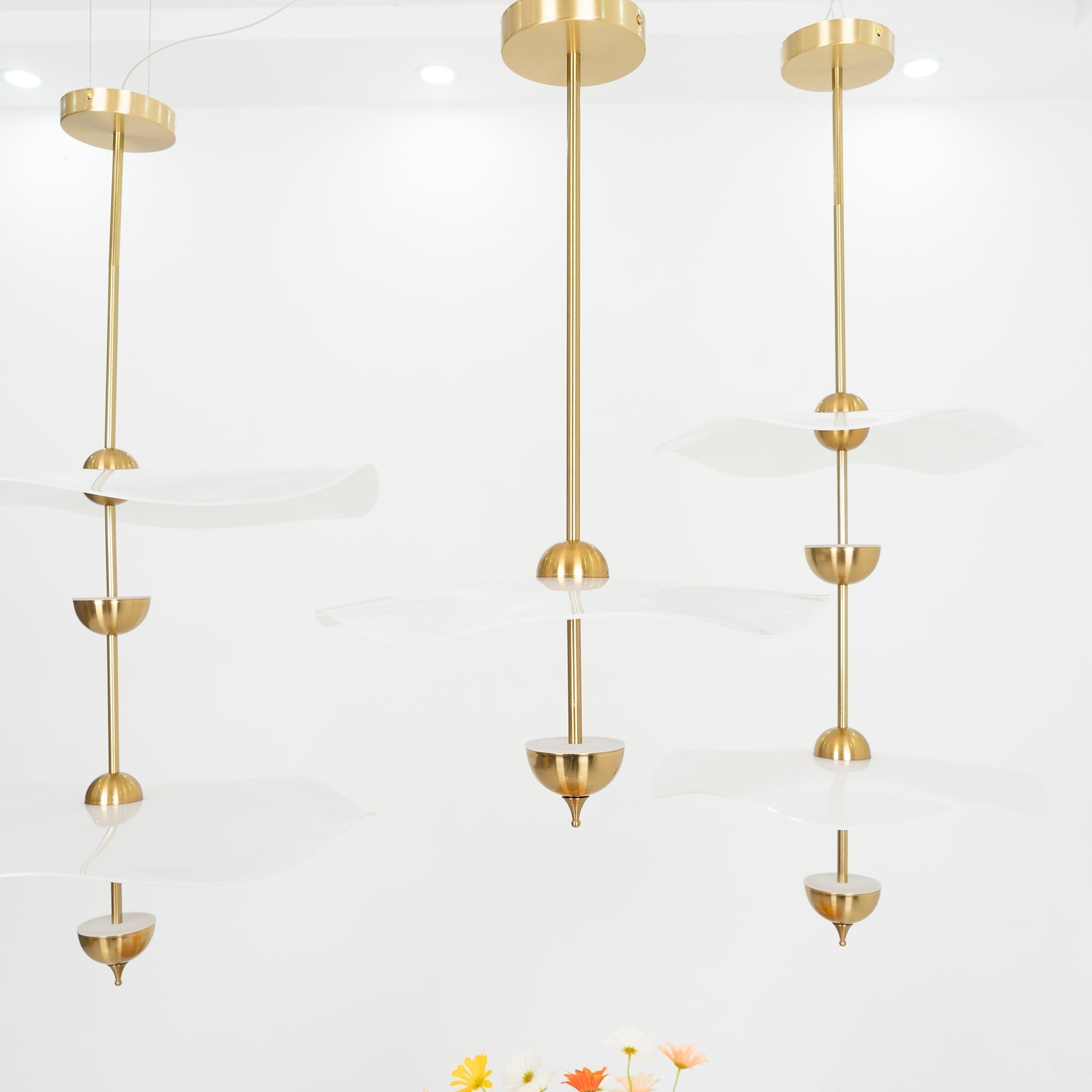 Doppelte Biscuit-Hängeleuchte Weiß Gold Rund Opal Weiß Acrylschirm Designbeleuchtung Dekorativ für Wohnzimmer Essbereich Schlafzimmer Modern Skandinavisches Interieur - Lamylie