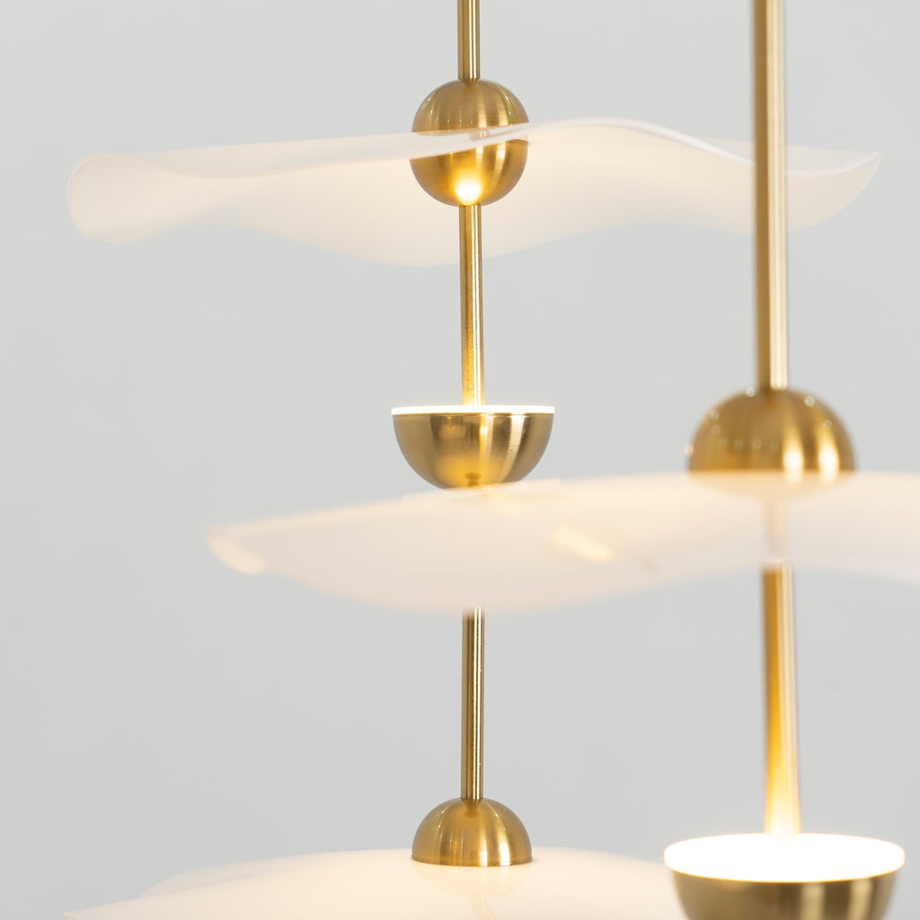 Doppelte Biscuit-Hängeleuchte Weiß Gold Rund Opal Weiß Acrylschirm Designbeleuchtung Dekorativ für Wohnzimmer Essbereich Schlafzimmer Modern Skandinavisches Interieur - Lamylie