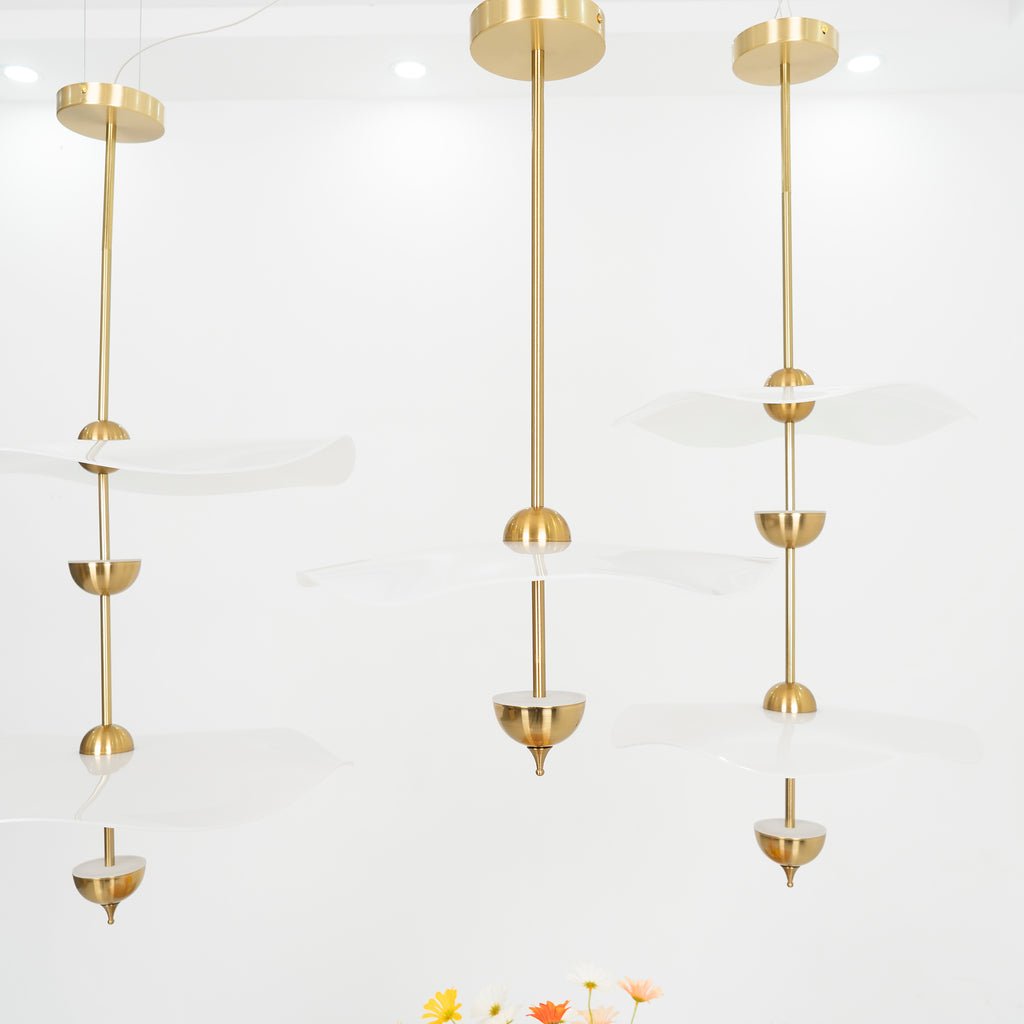 Doppelte Biscuit-Hängeleuchte Weiß Gold Rund Opal Weiß Acrylschirm Designbeleuchtung Dekorativ für Wohnzimmer Essbereich Schlafzimmer Modern Skandinavisches Interieur - Lamylie