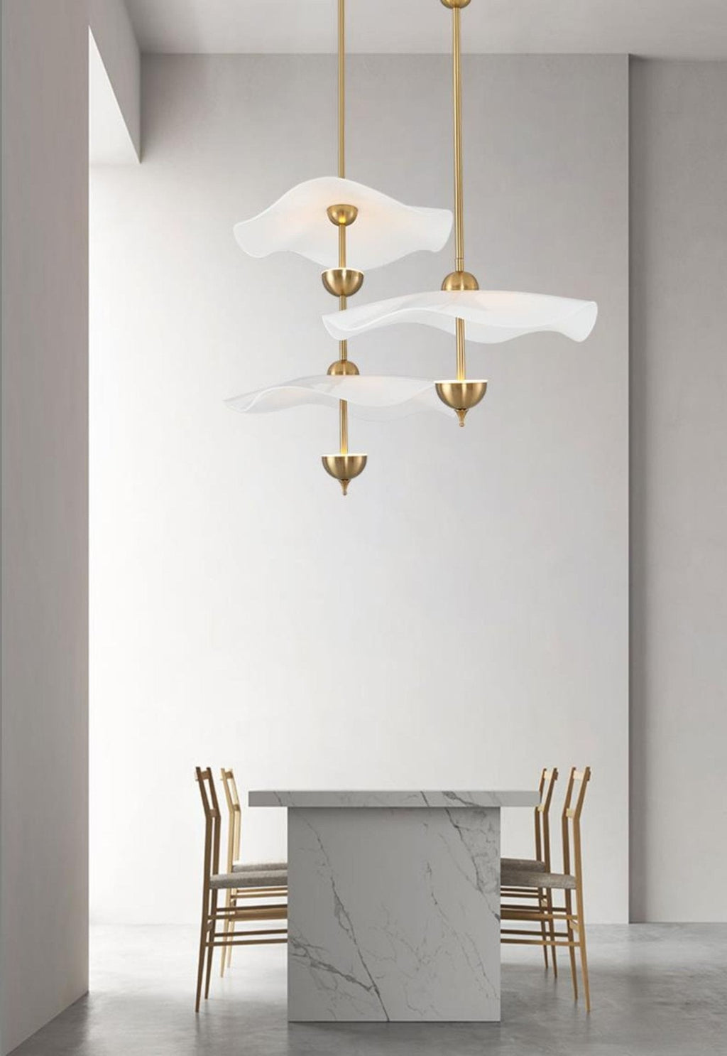 Doppelte Biscuit-Hängeleuchte Weiß Gold Rund Opal Weiß Acrylschirm Designbeleuchtung Dekorativ für Wohnzimmer Essbereich Schlafzimmer Modern Skandinavisches Interieur - Lamylie