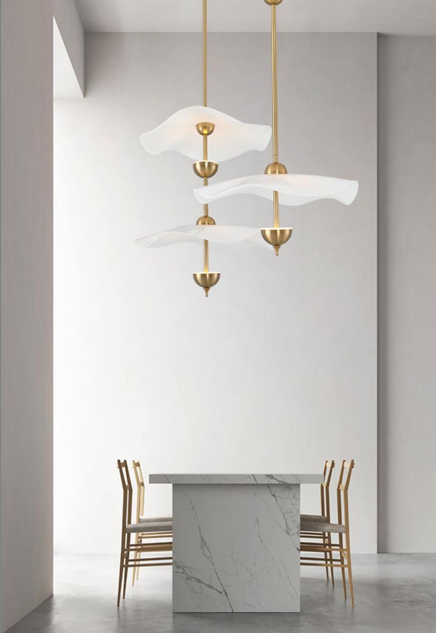 Double Biscuit Pendant Lamp White Gold Round Opal White Acrylic Shade Design Lighting Decorative for Living Room Dining Area Bedroom Modern Scandinavian Interior - Lamylie