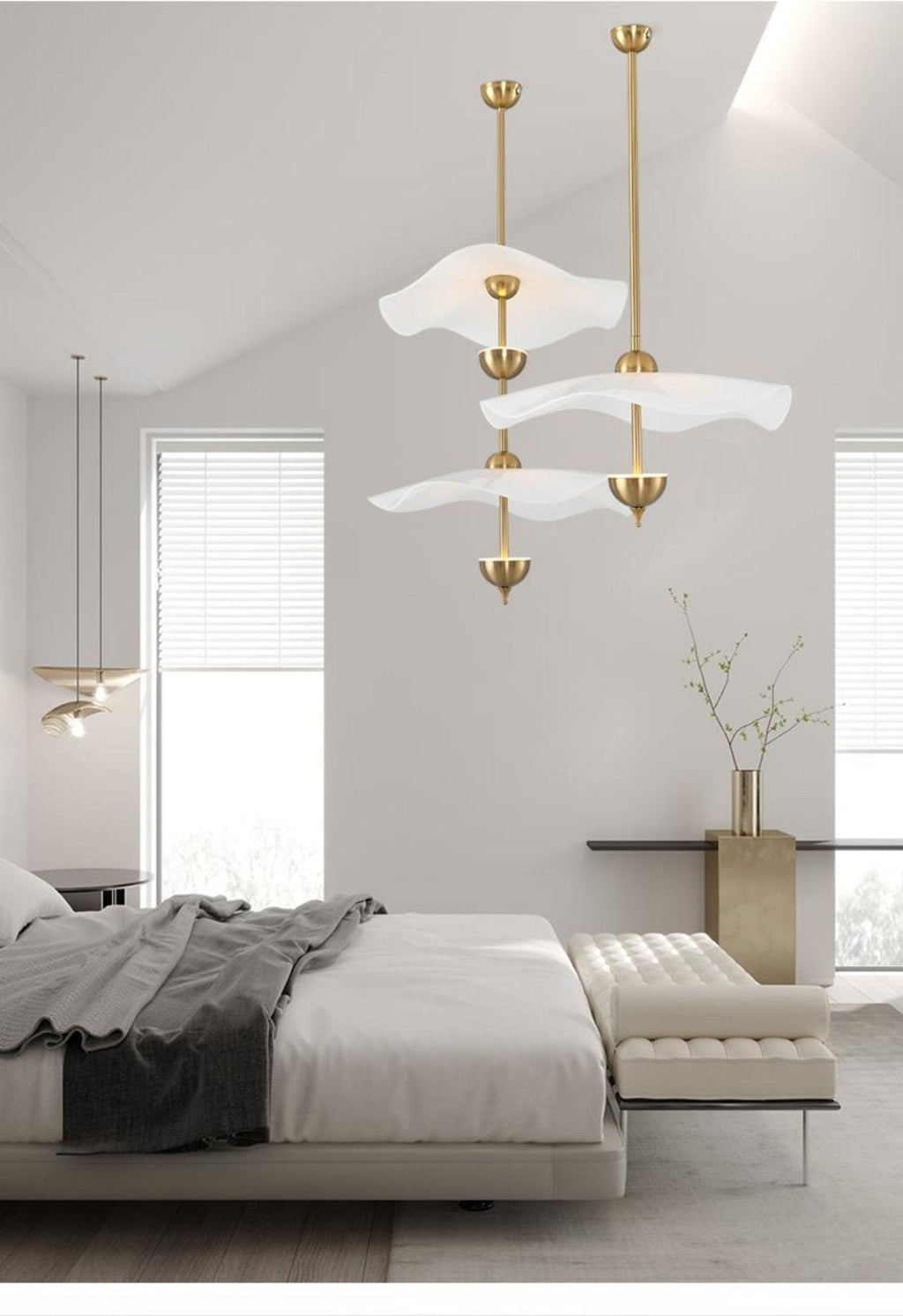 Doppelte Biscuit-Hängeleuchte Weiß Gold Rund Opal Weiß Acrylschirm Designbeleuchtung Dekorativ für Wohnzimmer Essbereich Schlafzimmer Modern Skandinavisches Interieur - Lamylie