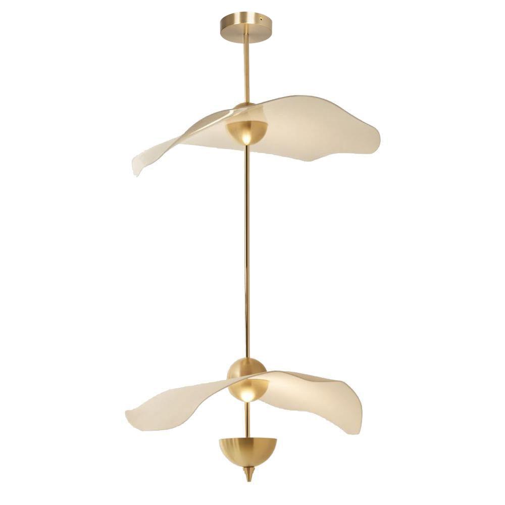 Doppelte Biscuit-Hängeleuchte Weiß Gold Rund Opal Weiß Acrylschirm Designbeleuchtung Dekorativ für Wohnzimmer Essbereich Schlafzimmer Modern Skandinavisches Interieur - Lamylie