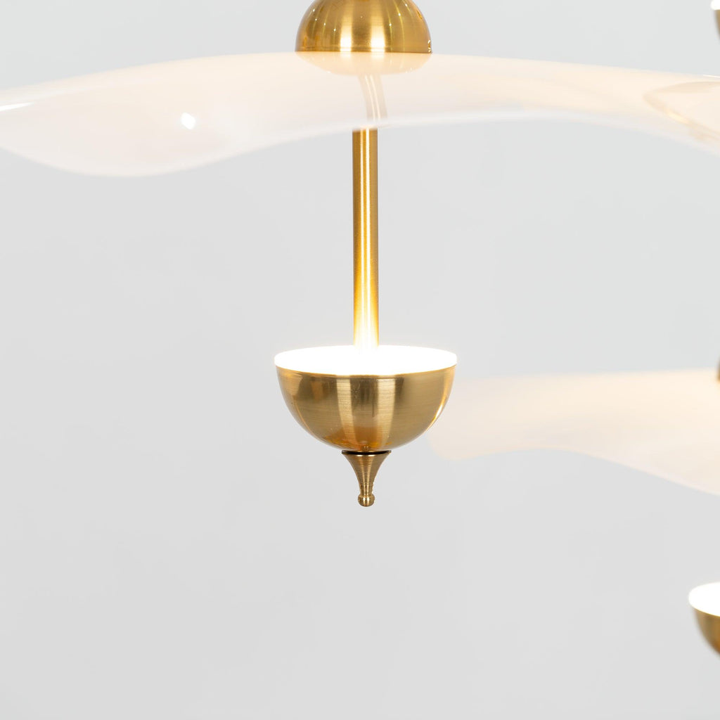 Doppelte Biscuit-Hängeleuchte Weiß Gold Rund Opal Weiß Acrylschirm Designbeleuchtung Dekorativ für Wohnzimmer Essbereich Schlafzimmer Modern Skandinavisches Interieur - Lamylie