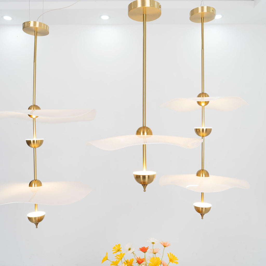 Doppelte Biscuit-Hängeleuchte Weiß Gold Rund Opal Weiß Acrylschirm Designbeleuchtung Dekorativ für Wohnzimmer Essbereich Schlafzimmer Modern Skandinavisches Interieur - Lamylie