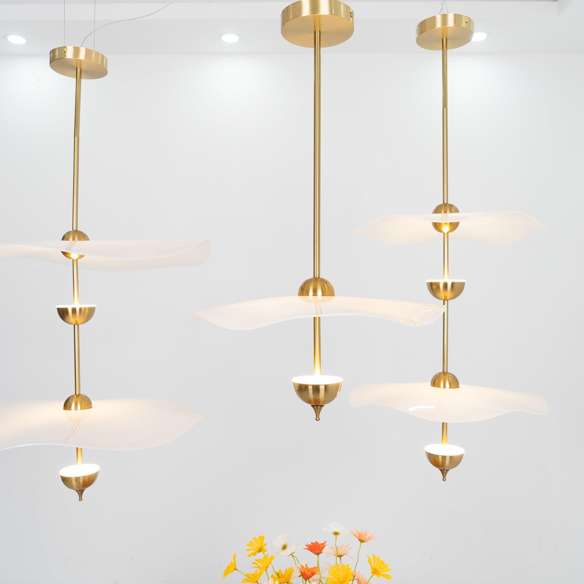 Doppelte Biscuit-Hängeleuchte Weiß Gold Rund Opal Weiß Acrylschirm Designbeleuchtung Dekorativ für Wohnzimmer Essbereich Schlafzimmer Modern Skandinavisches Interieur - Lamylie