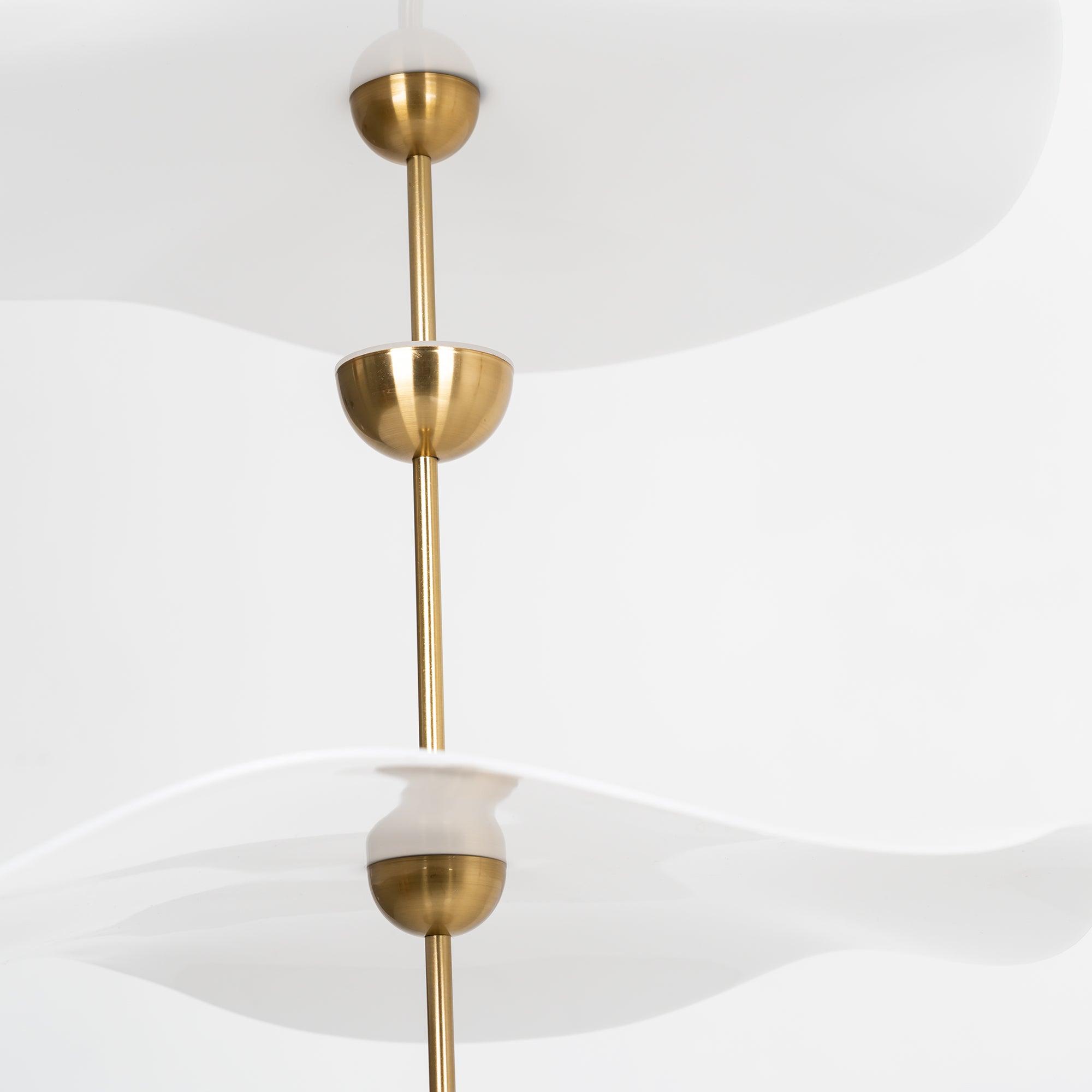 Doppelte Biscuit-Hängeleuchte Weiß Gold Rund Opal Weiß Acrylschirm Designbeleuchtung Dekorativ für Wohnzimmer Essbereich Schlafzimmer Modern Skandinavisches Interieur - Lamylie