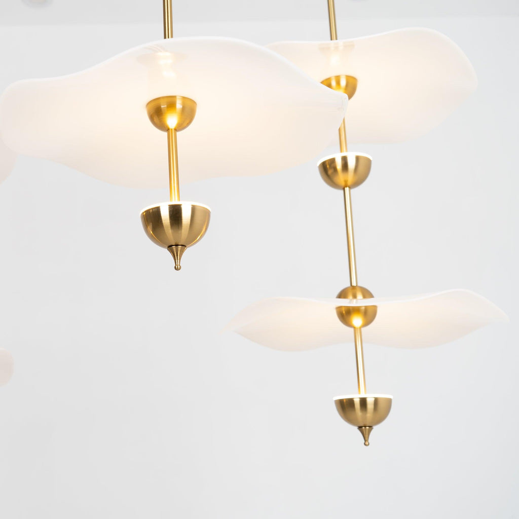 Doppelte Biscuit-Hängeleuchte Weiß Gold Rund Opal Weiß Acrylschirm Designbeleuchtung Dekorativ für Wohnzimmer Essbereich Schlafzimmer Modern Skandinavisches Interieur - Lamylie