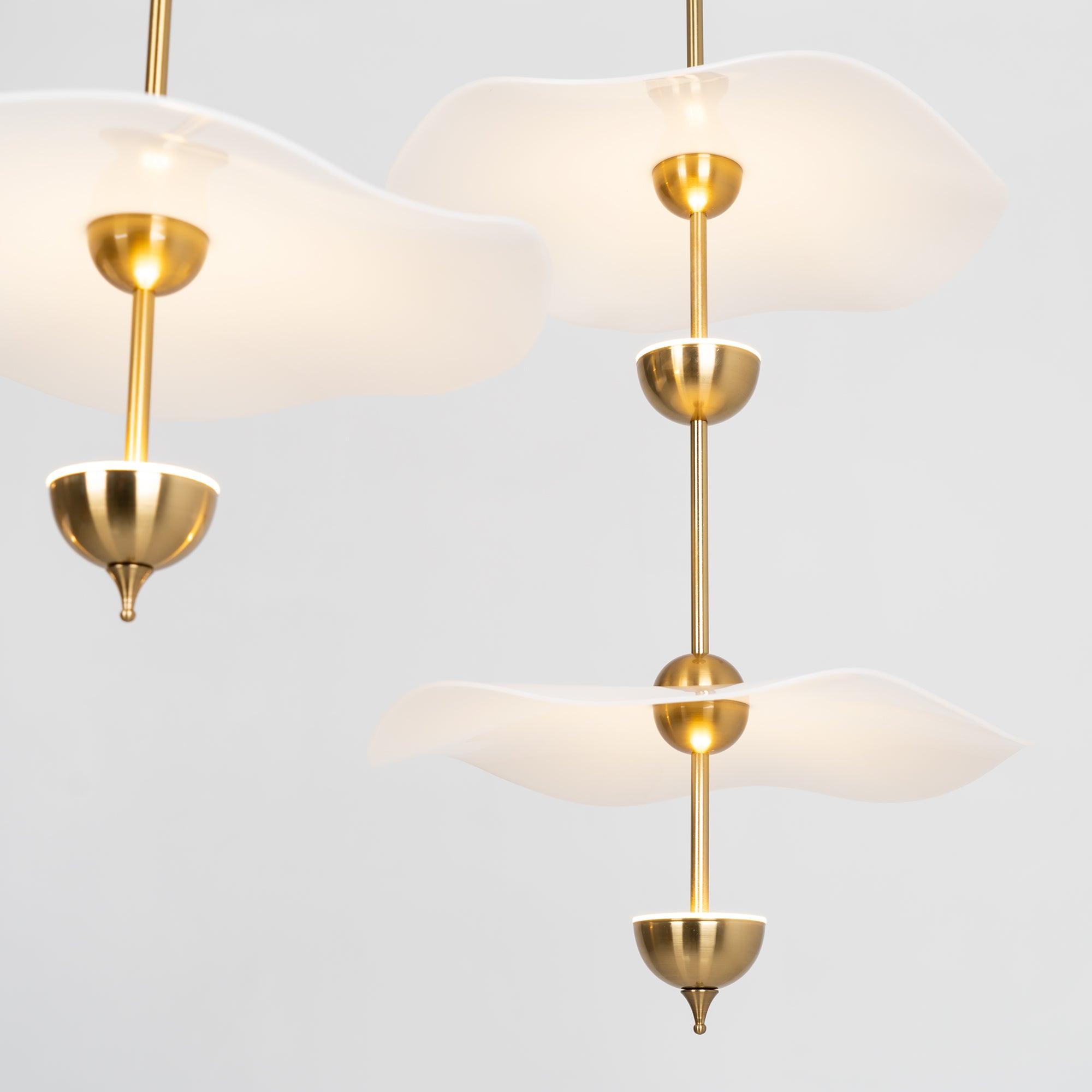 Doppelte Biscuit-Hängeleuchte Weiß Gold Rund Opal Weiß Acrylschirm Designbeleuchtung Dekorativ für Wohnzimmer Essbereich Schlafzimmer Modern Skandinavisches Interieur - Lamylie