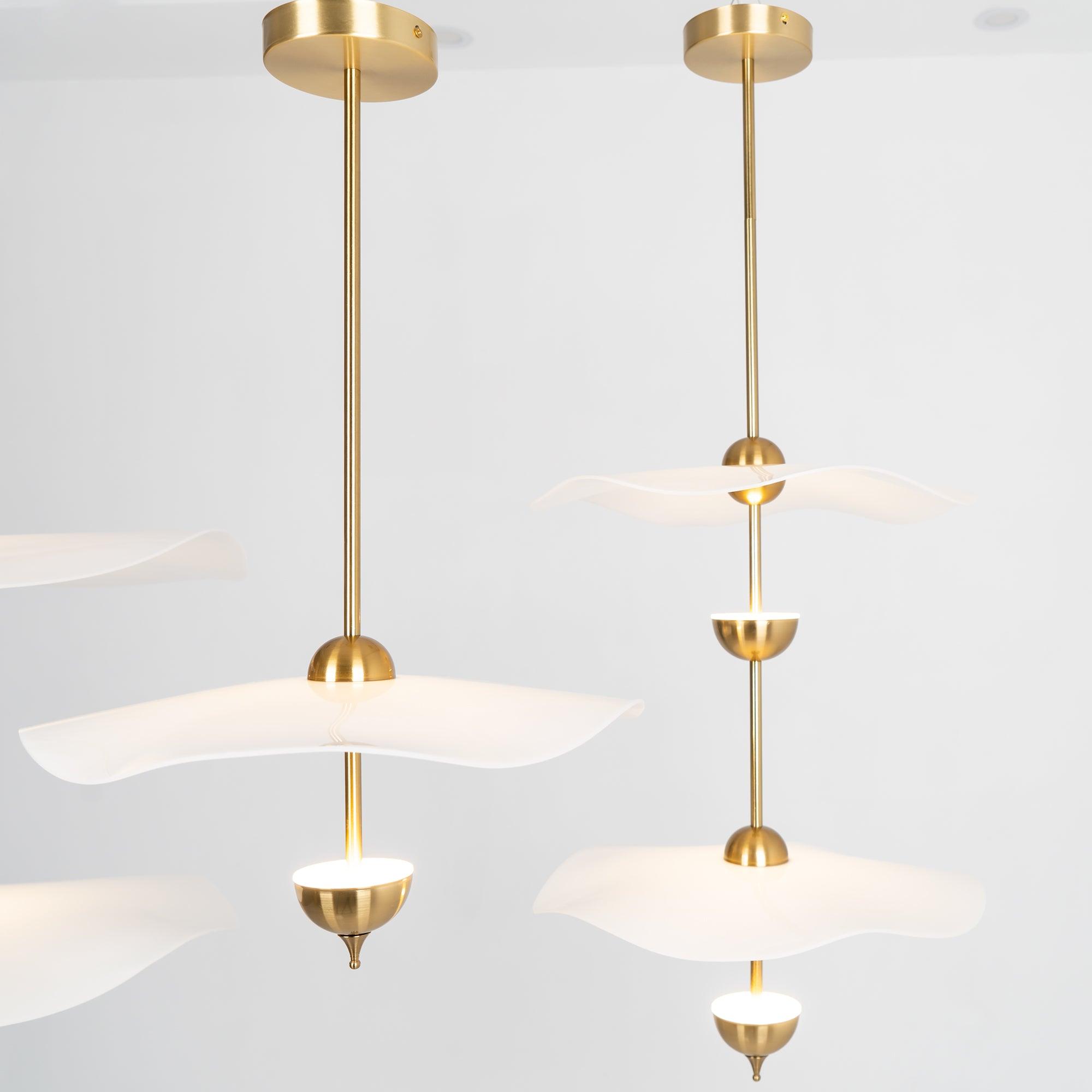 Doppelte Biscuit-Hängeleuchte Weiß Gold Rund Opal Weiß Acrylschirm Designbeleuchtung Dekorativ für Wohnzimmer Essbereich Schlafzimmer Modern Skandinavisches Interieur - Lamylie