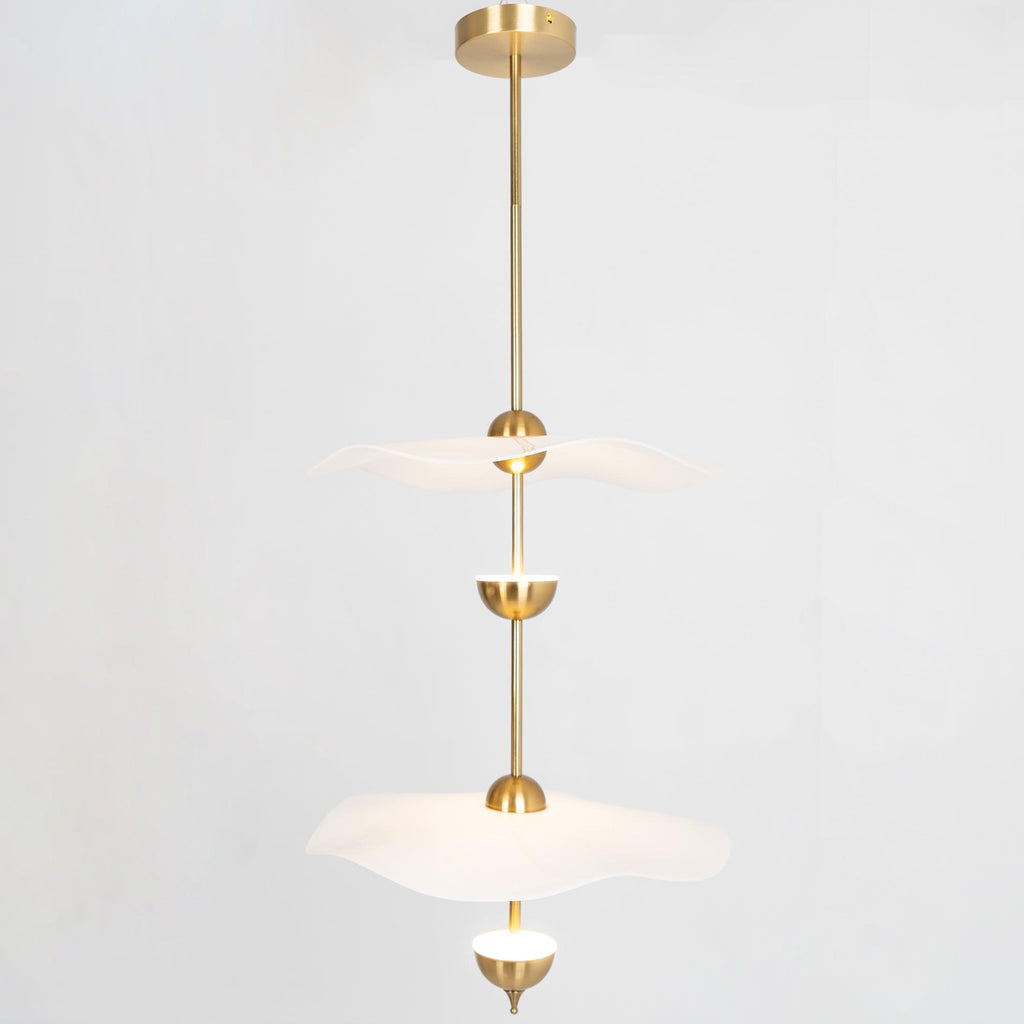 Doppelte Biscuit-Hängeleuchte Weiß Gold Rund Opal Weiß Acrylschirm Designbeleuchtung Dekorativ für Wohnzimmer Essbereich Schlafzimmer Modern Skandinavisches Interieur - Lamylie