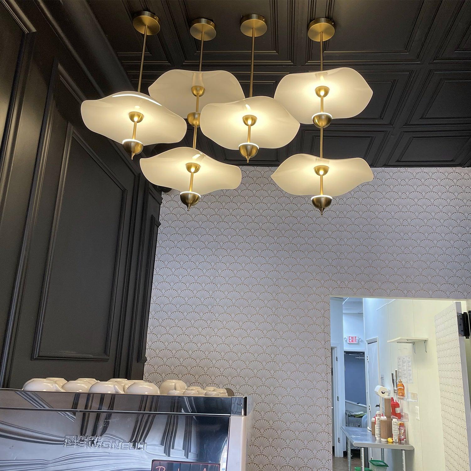 Doppelte Biscuit-Hängeleuchte Weiß Gold Rund Opal Weiß Acrylschirm Designbeleuchtung Dekorativ für Wohnzimmer Essbereich Schlafzimmer Modern Skandinavisches Interieur - Lamylie