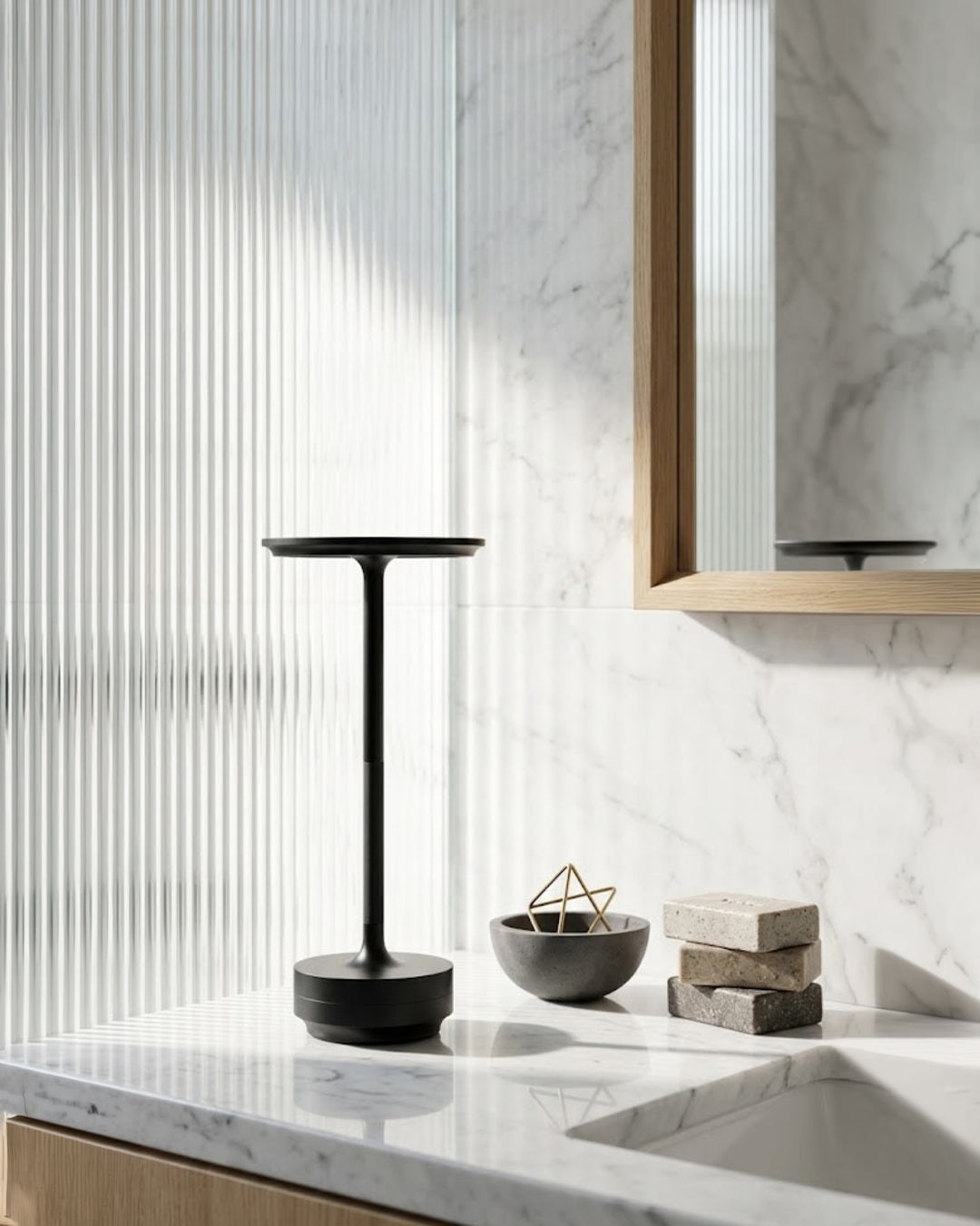 Rechargeable LED Table Lamp with Dim Function Cylinder Shape Metal Wireless Ambient Lamp - Lamylie