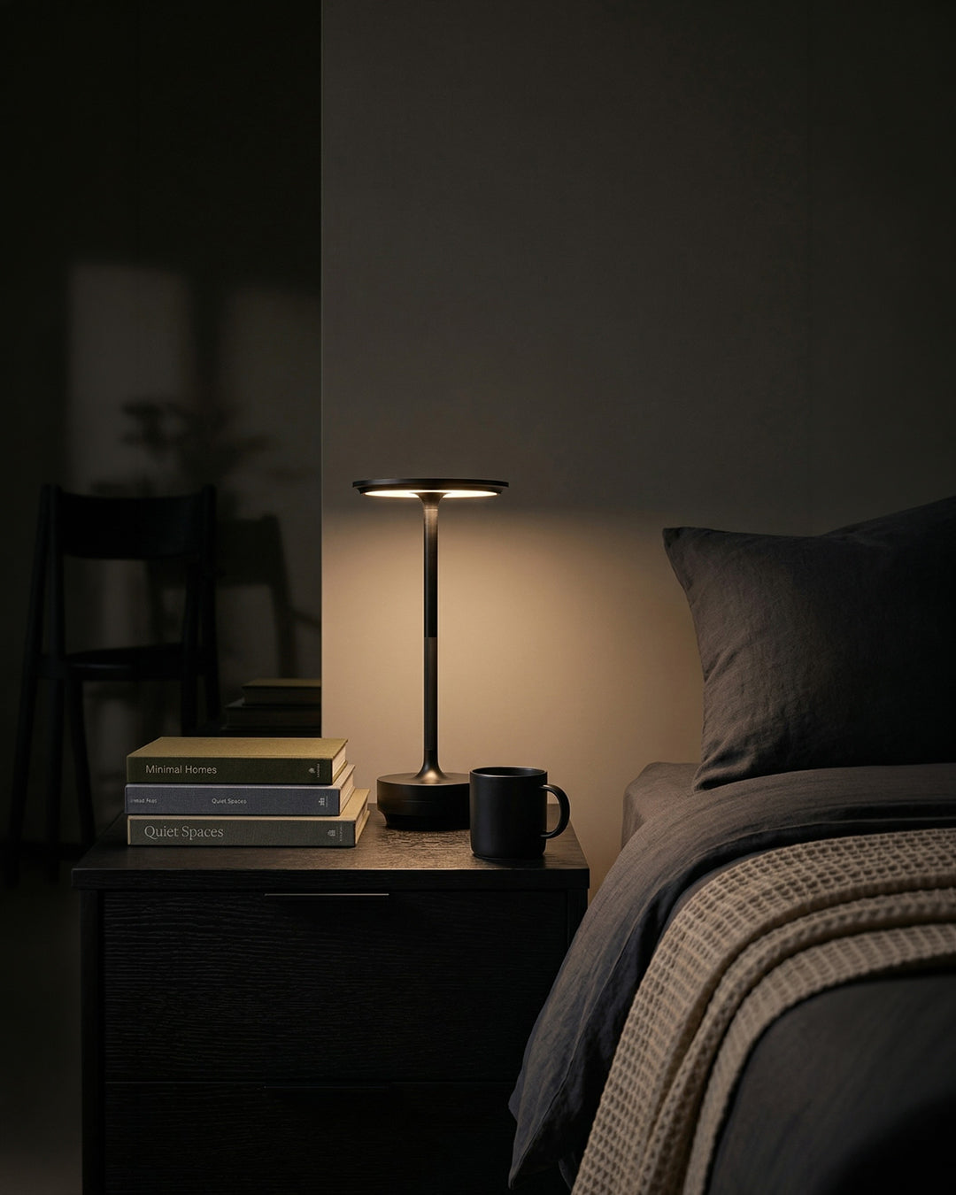 Rechargeable LED Table Lamp with Dim Function Cylinder Shape Metal Wireless Ambient Lamp - Lamylie