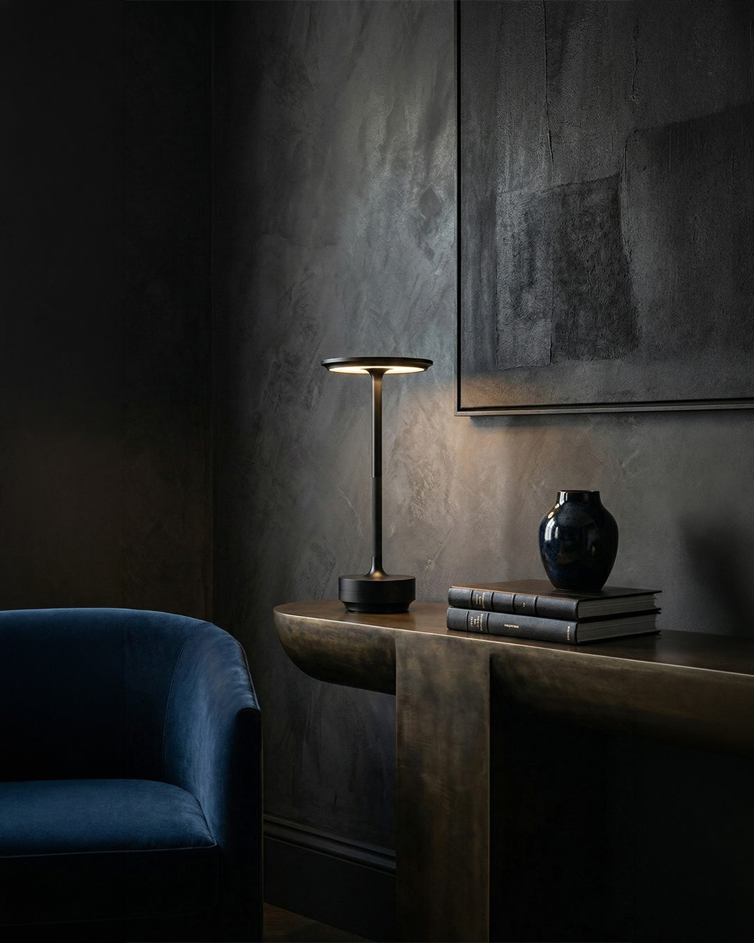 Rechargeable LED Table Lamp with Dim Function Cylinder Shape Metal Wireless Ambient Lamp - Lamylie