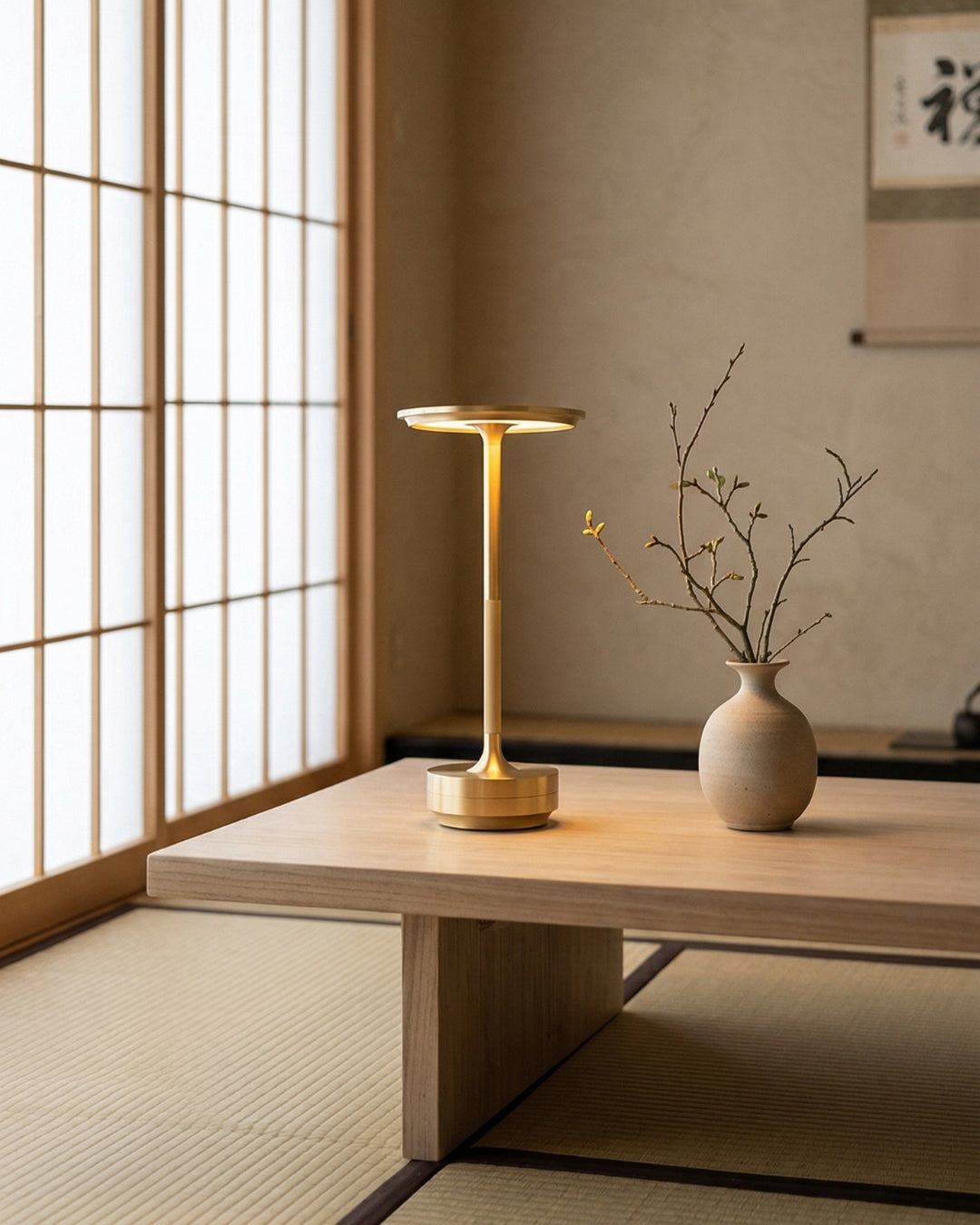Rechargeable LED Table Lamp with Dim Function Cylinder Shape Metal Wireless Ambient Lamp - Lamylie