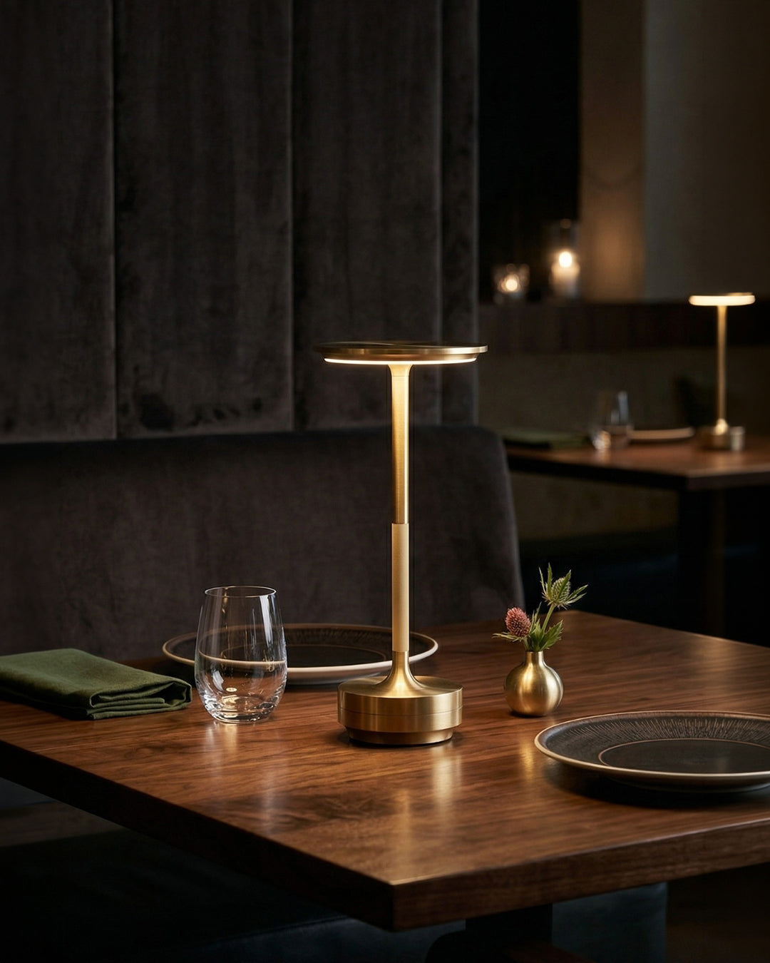 Rechargeable LED Table Lamp with Dim Function Cylinder Shape Metal Wireless Ambient Lamp - Lamylie