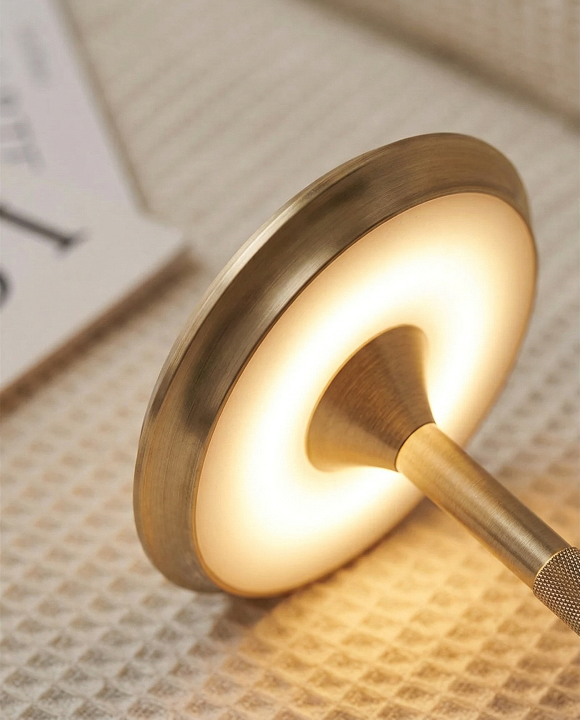 Rechargeable LED Table Lamp with Dim Function Cylinder Shape Metal Wireless Ambient Lamp - Lamylie