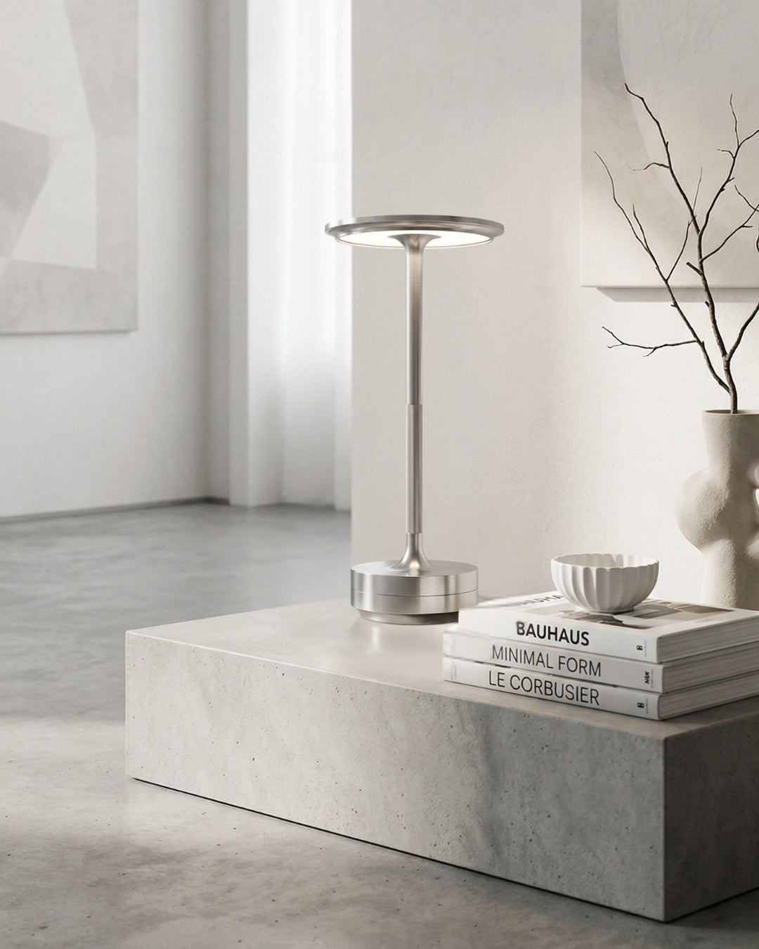 Rechargeable LED Table Lamp with Dim Function Cylinder Shape Metal Wireless Ambient Lamp - Lamylie