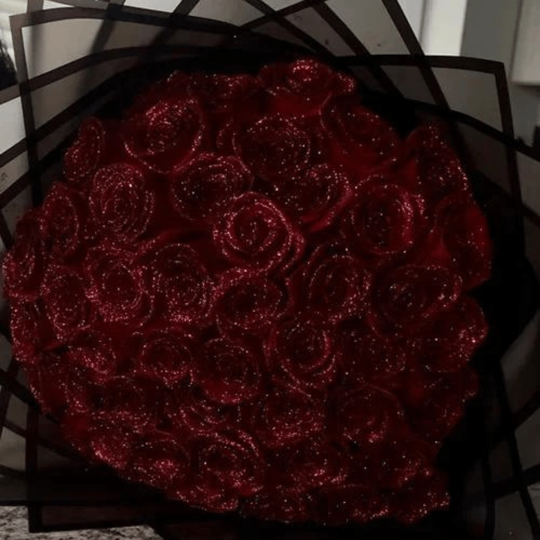 Glamrose Artificial Glitter Rose — Lifelike Bloom, Permanent Sparkle