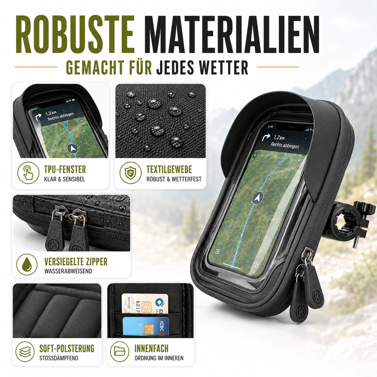Waterdichte telefoonhouder voor de fiets met touchscreen | tot 6,4 inch - Lamylie