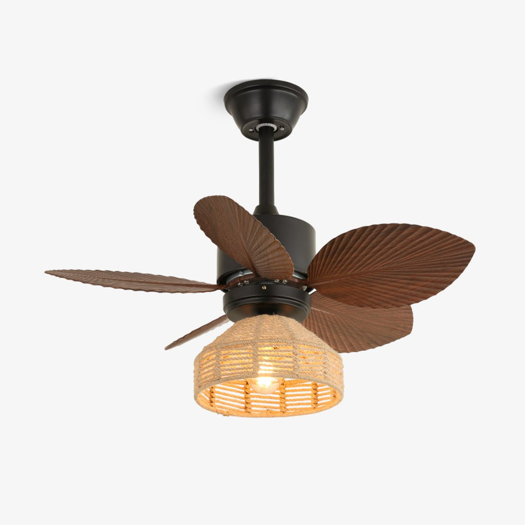 Tropisk takvifte med belysning | Rattanfinish Ø76 cm | Justerbare hastigheter – Lamylie