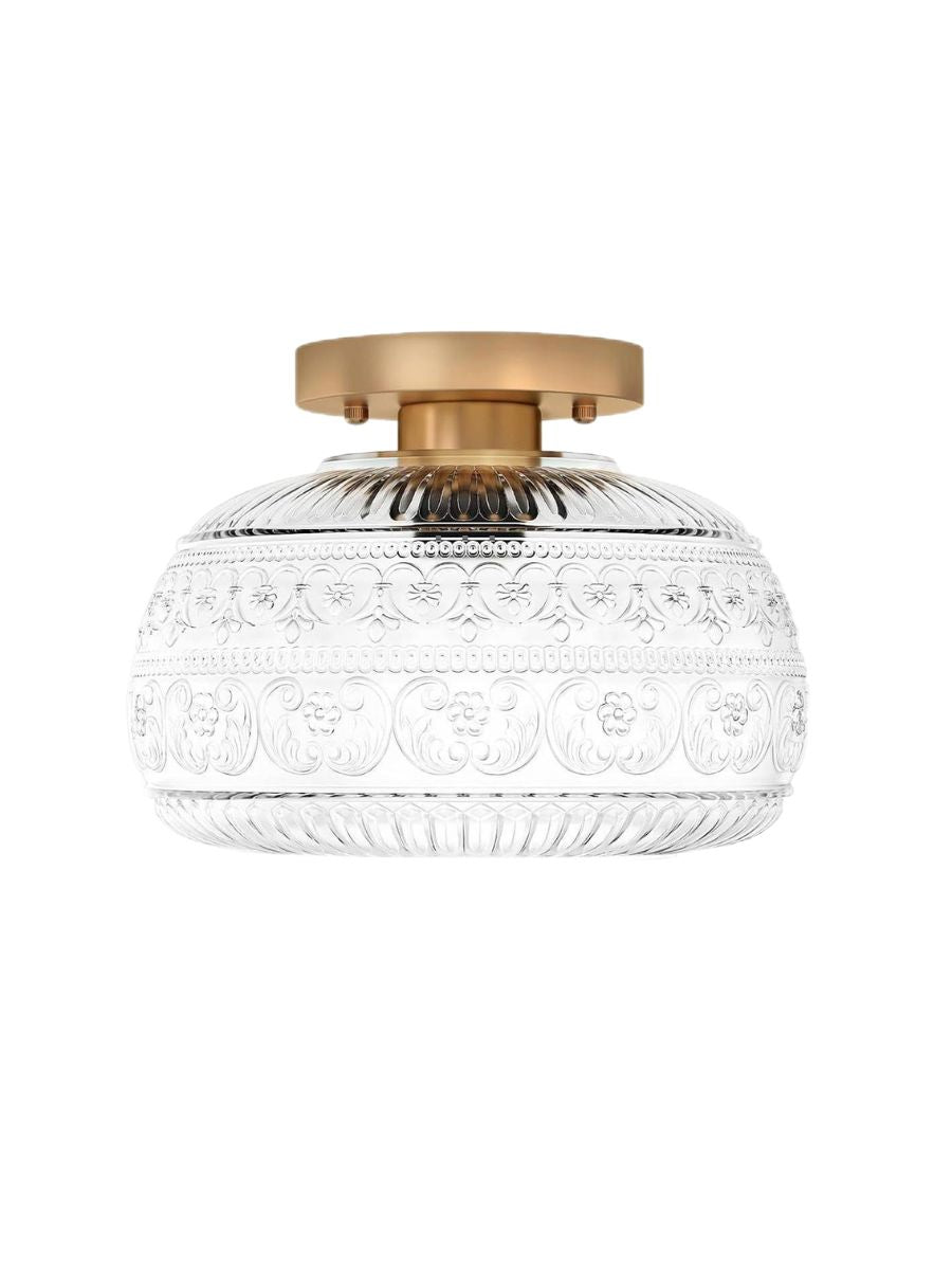 Glass Globe Ceiling Lamp Textured Glass Semi-Flush Lighting for Any Room - Lamylie
