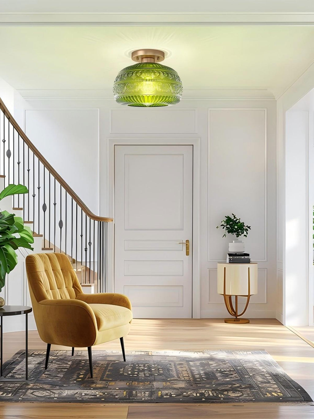 Glas-Globus-Deckenlampe Strukturiertes Glas Halb eingebaute Beleuchtung für jeden Raum - Lamylie