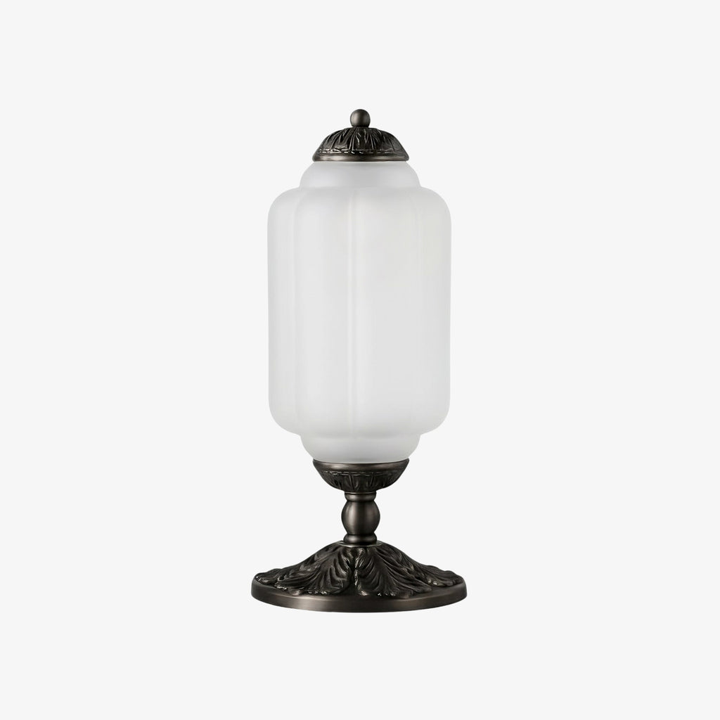 Glass Table Lamp with Scallop Design Vintage Style Bedroom Living Room Accent Lighting Black Brass Frosted Glass - Lamylie
