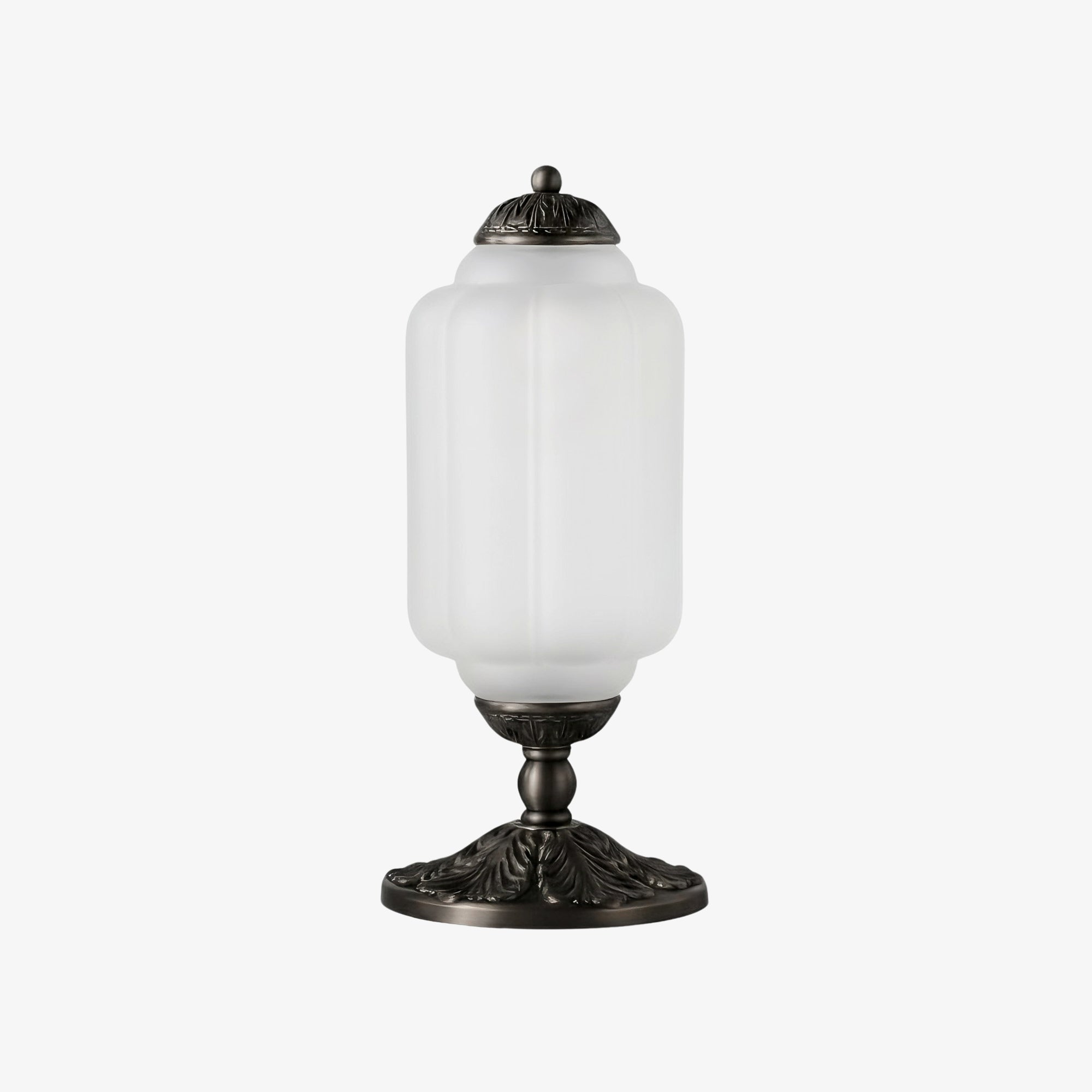 Glass Table Lamp with Scallop Design Vintage Style Bedroom Living Room Accent Lighting Black Brass Frosted Glass - Lamylie