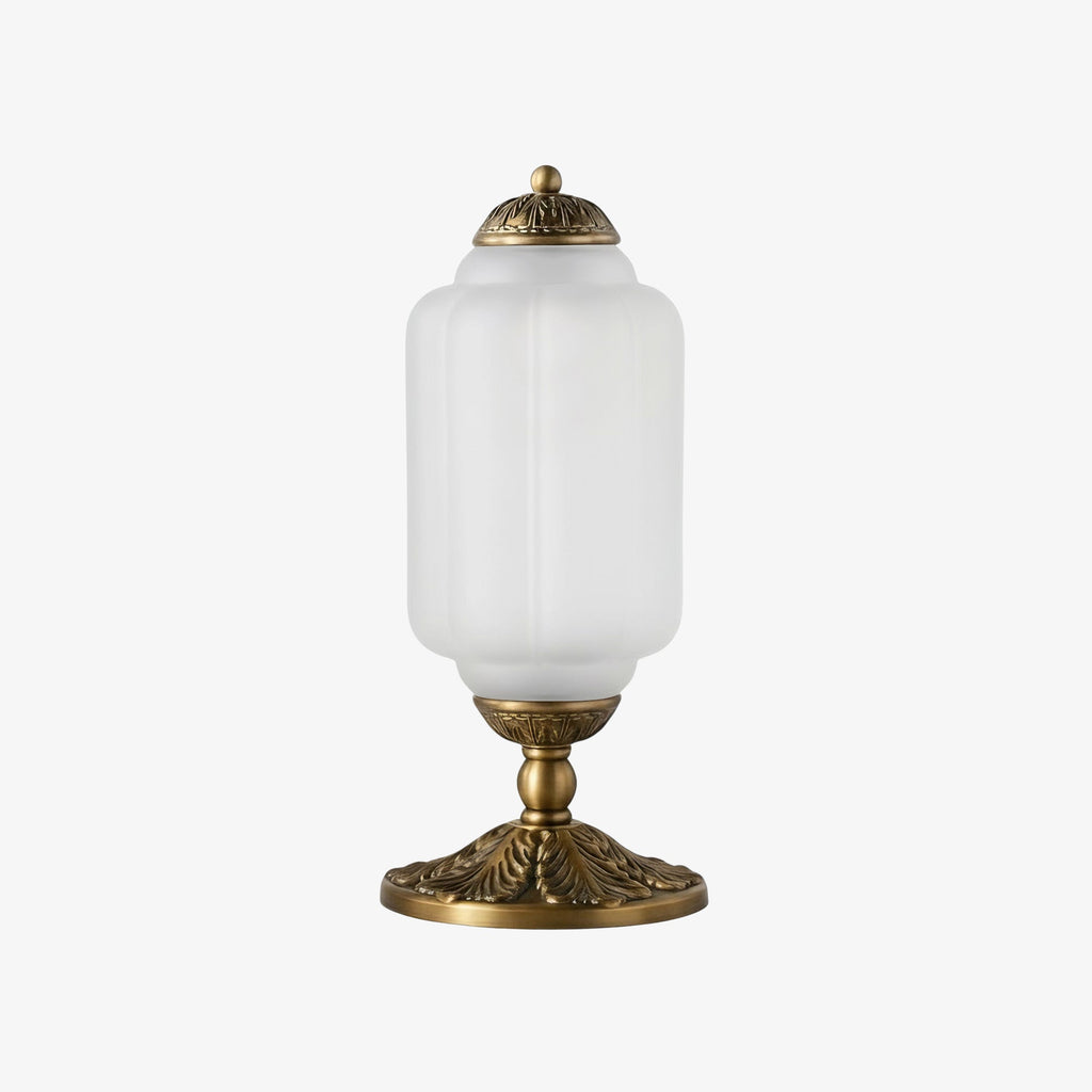 Glass Table Lamp with Scallop Design Vintage Style Bedroom Living Room Accent Lighting Black Brass Frosted Glass - Lamylie