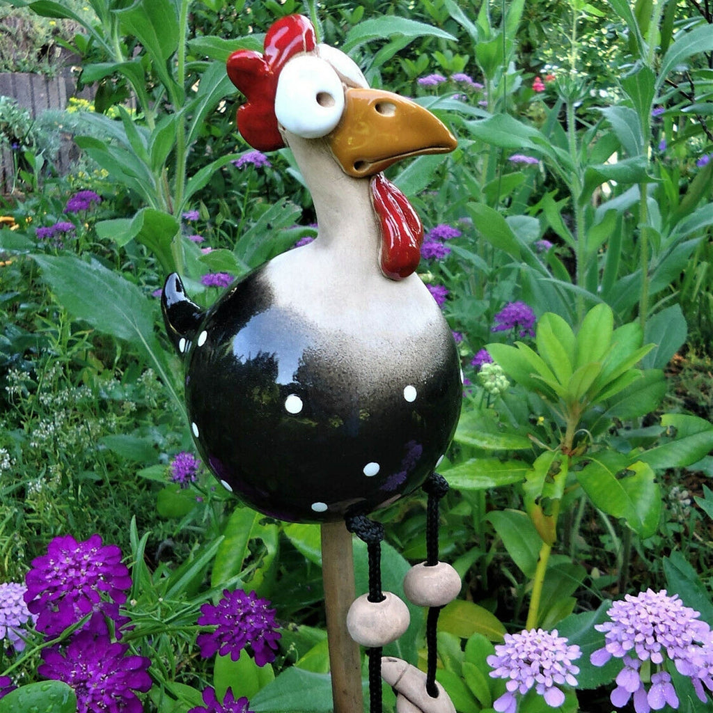 Ornamento de jardim | Escultura de galinha para vedação | Design divertido resistente às intempéries | FenceFunky - Lamylie