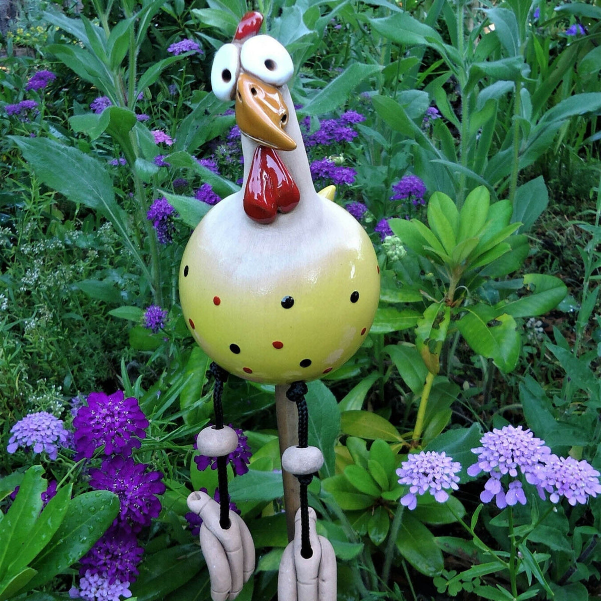 Ornamento de jardim | Escultura de galinha para vedação | Design divertido resistente às intempéries | FenceFunky - Lamylie